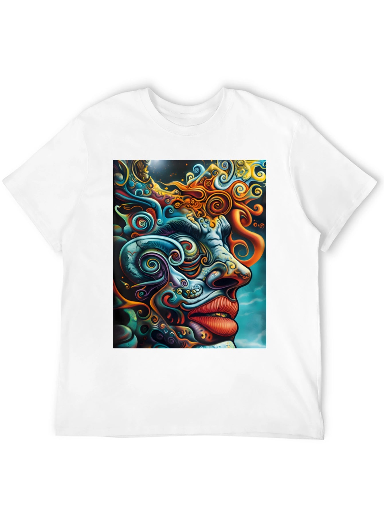 Psychedelic Face Graphic Tee - Vibrant Art