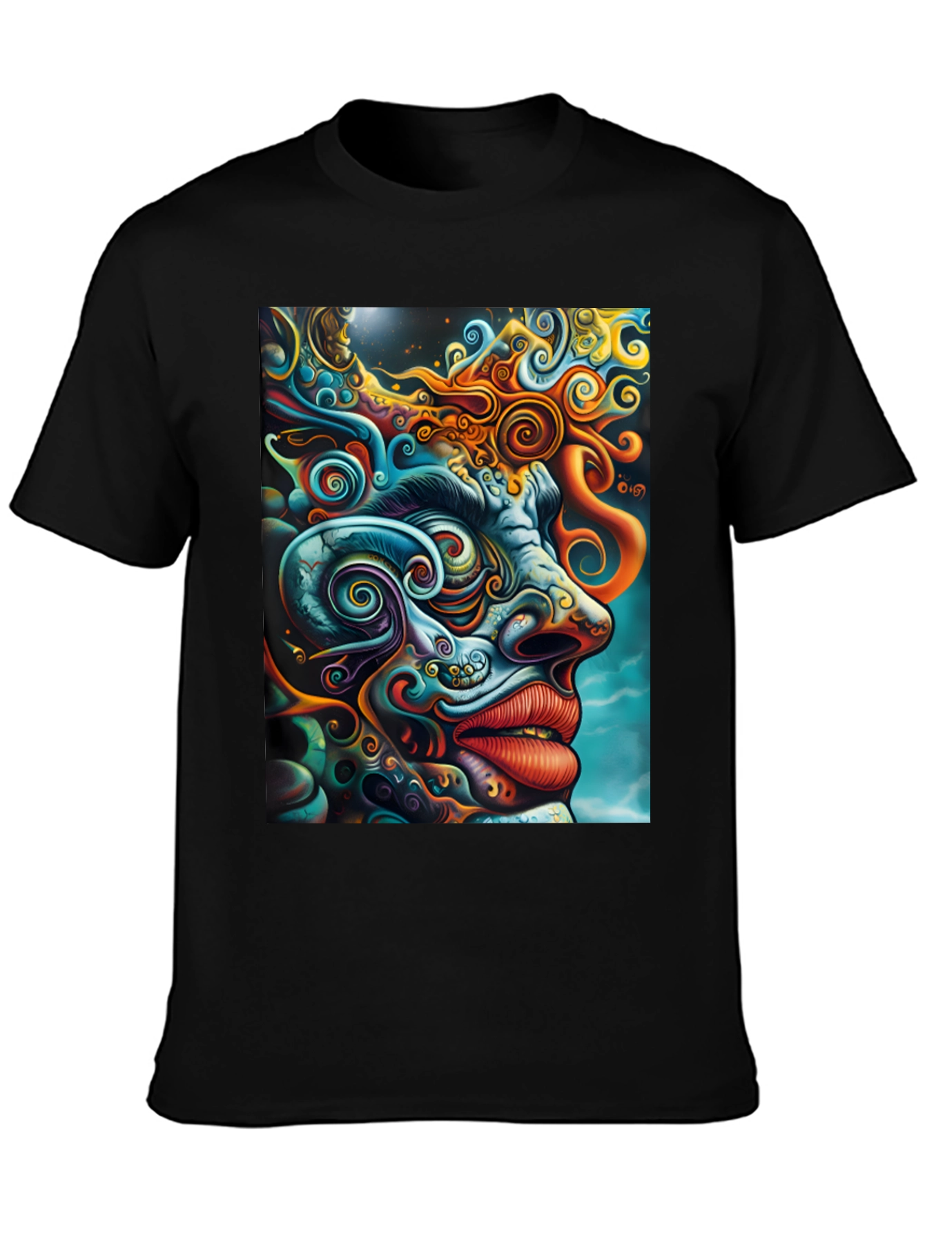 Psychedelic Face Graphic Tee - Vibrant Art