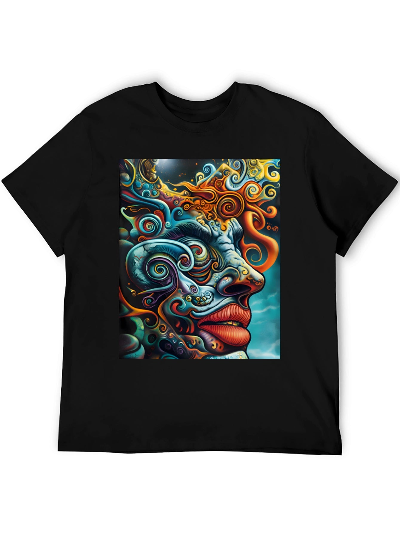 Psychedelic Face Graphic Tee - Vibrant Art