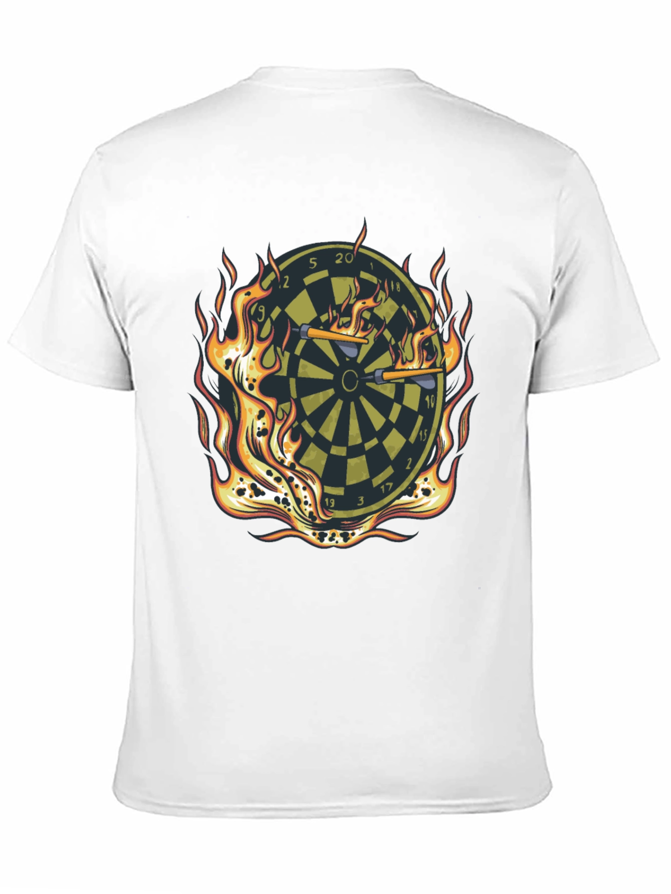 Fiery Dartboard Graphic Tee - Black Cotton T-Shirt