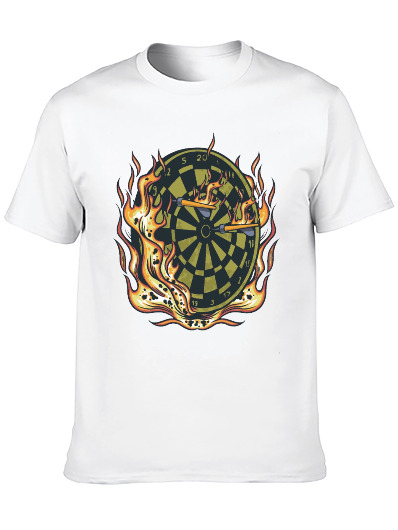 Fiery Dartboard Graphic Tee - Black Cotton T-Shirt