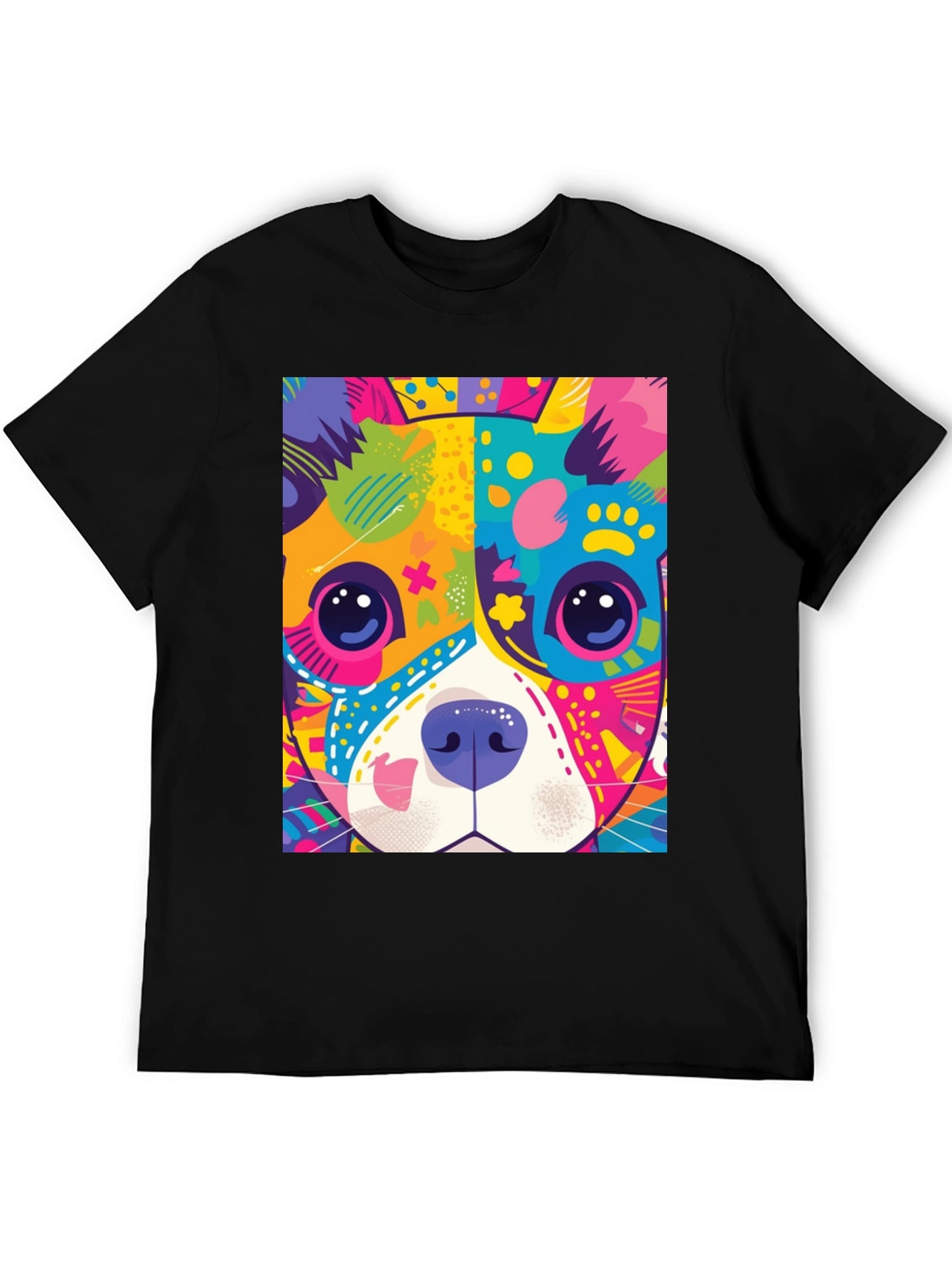 Vibrant Dog Graphic Tee - Pop Art Style
