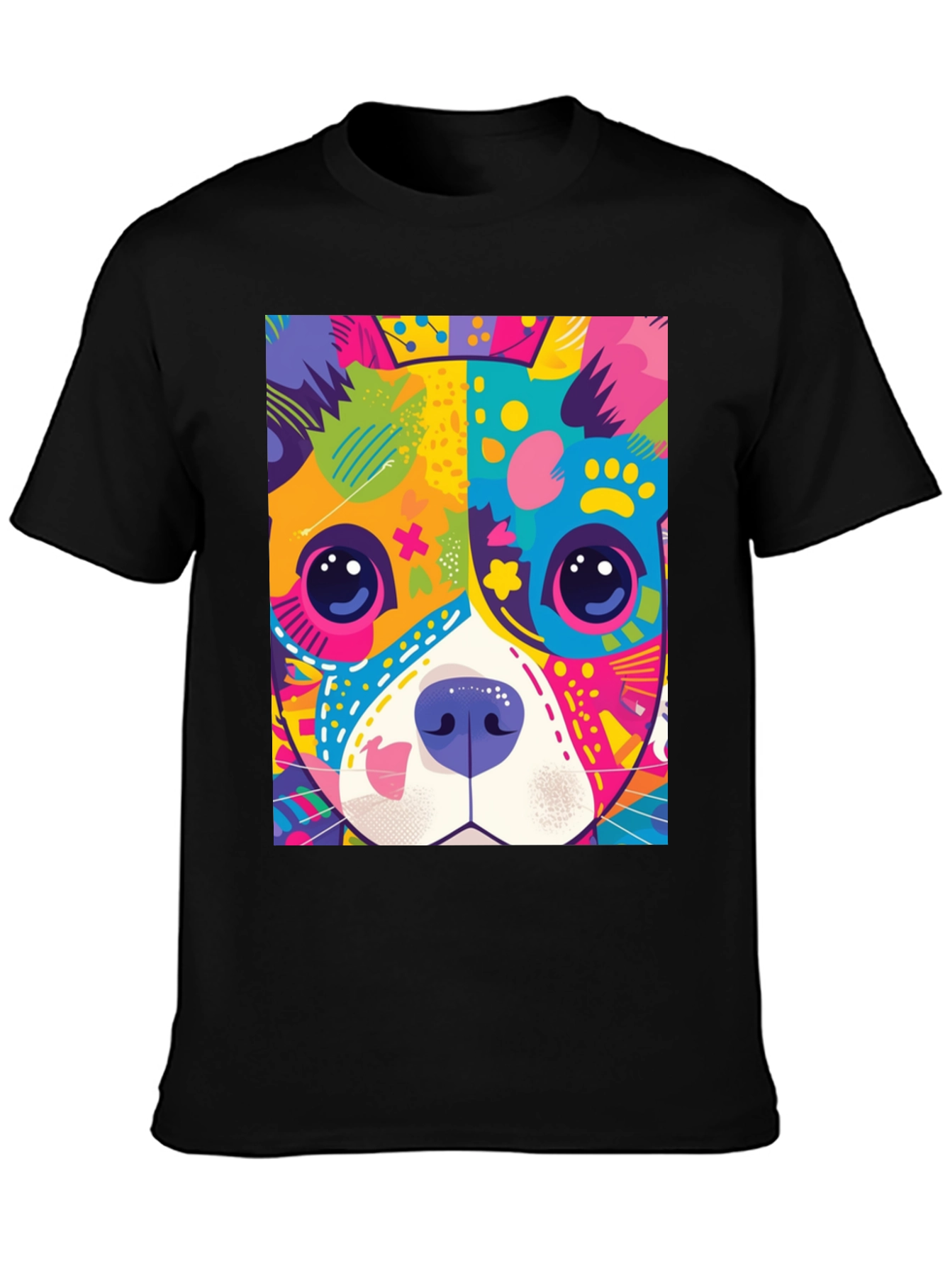 Vibrant Dog Graphic Tee - Pop Art Style