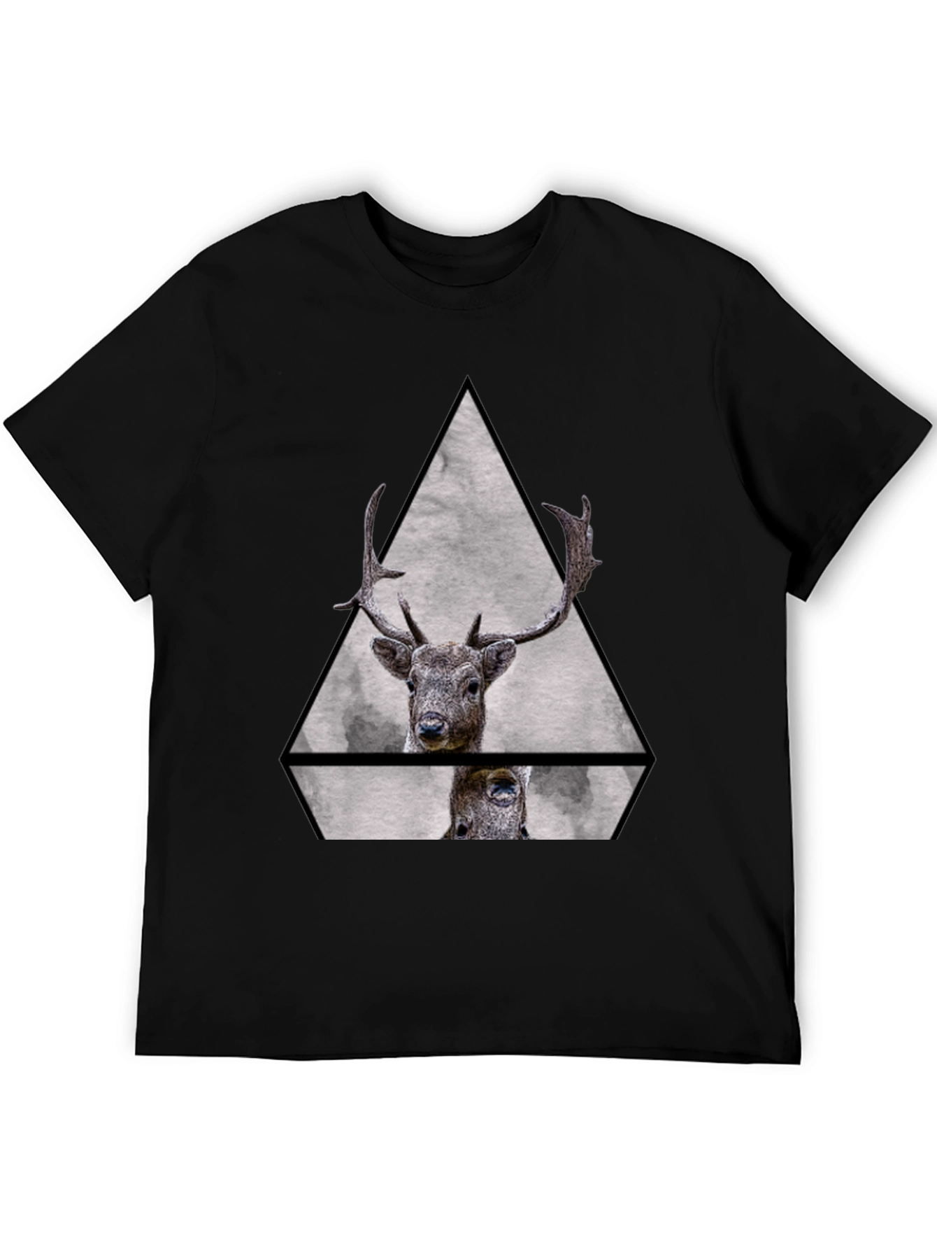 Geometric Deer Graphic Tee - Black Unisex T-Shirt