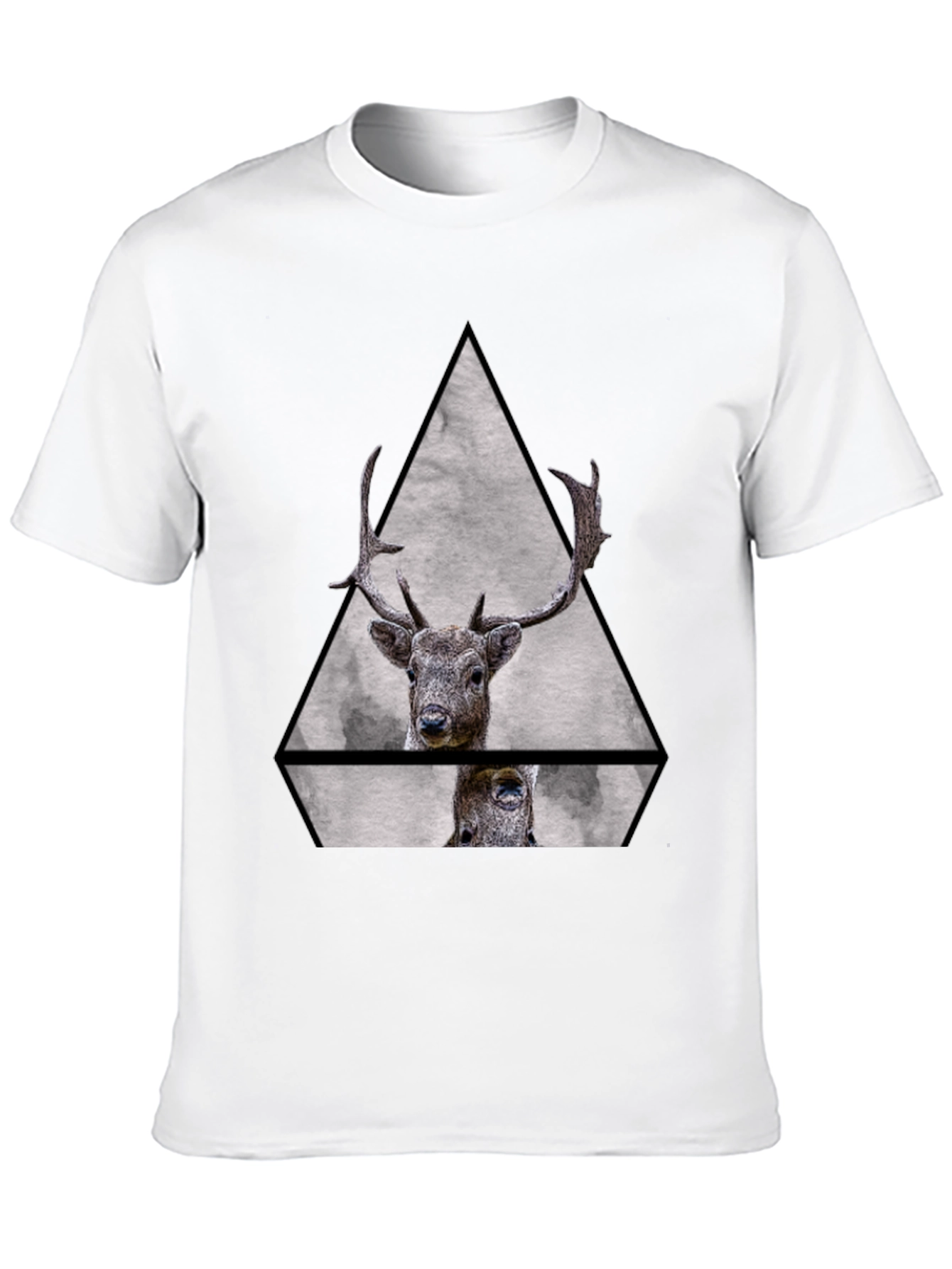 Geometric Deer Graphic Tee - Black Unisex T-Shirt