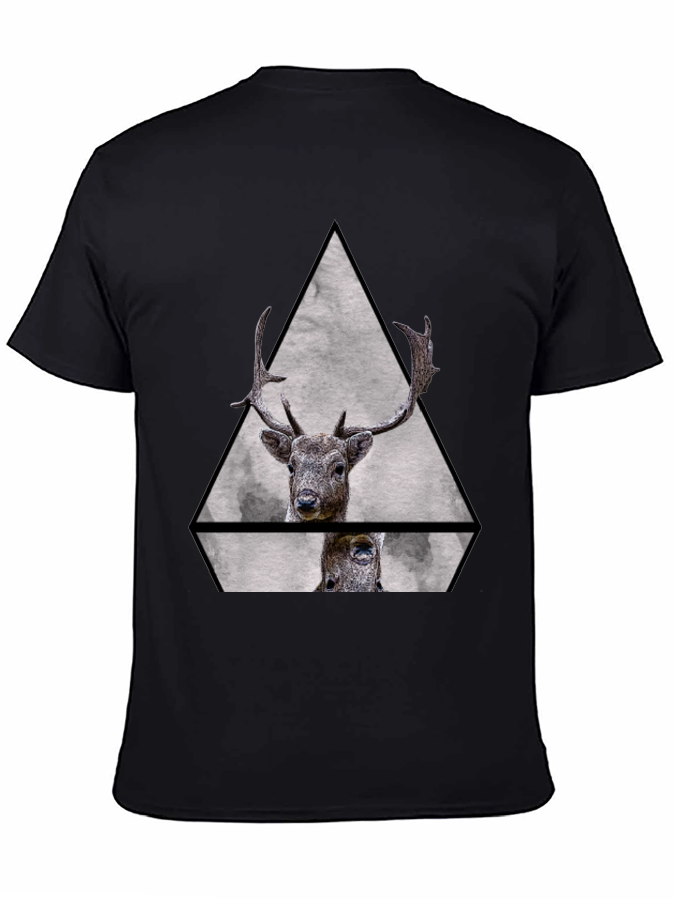 Geometric Deer Graphic Tee - Black Unisex T-Shirt