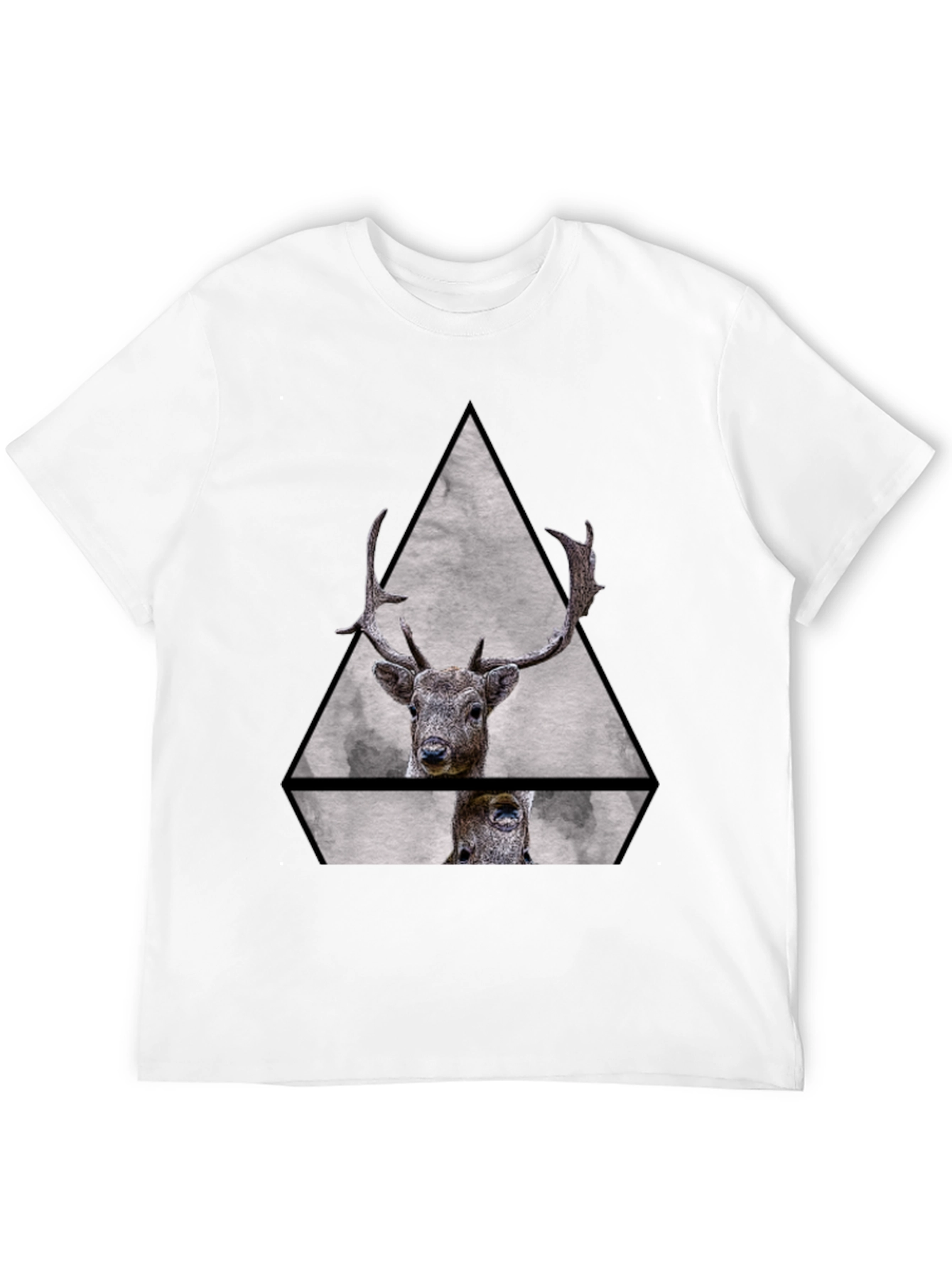 Geometric Deer Graphic Tee - Black Unisex T-Shirt
