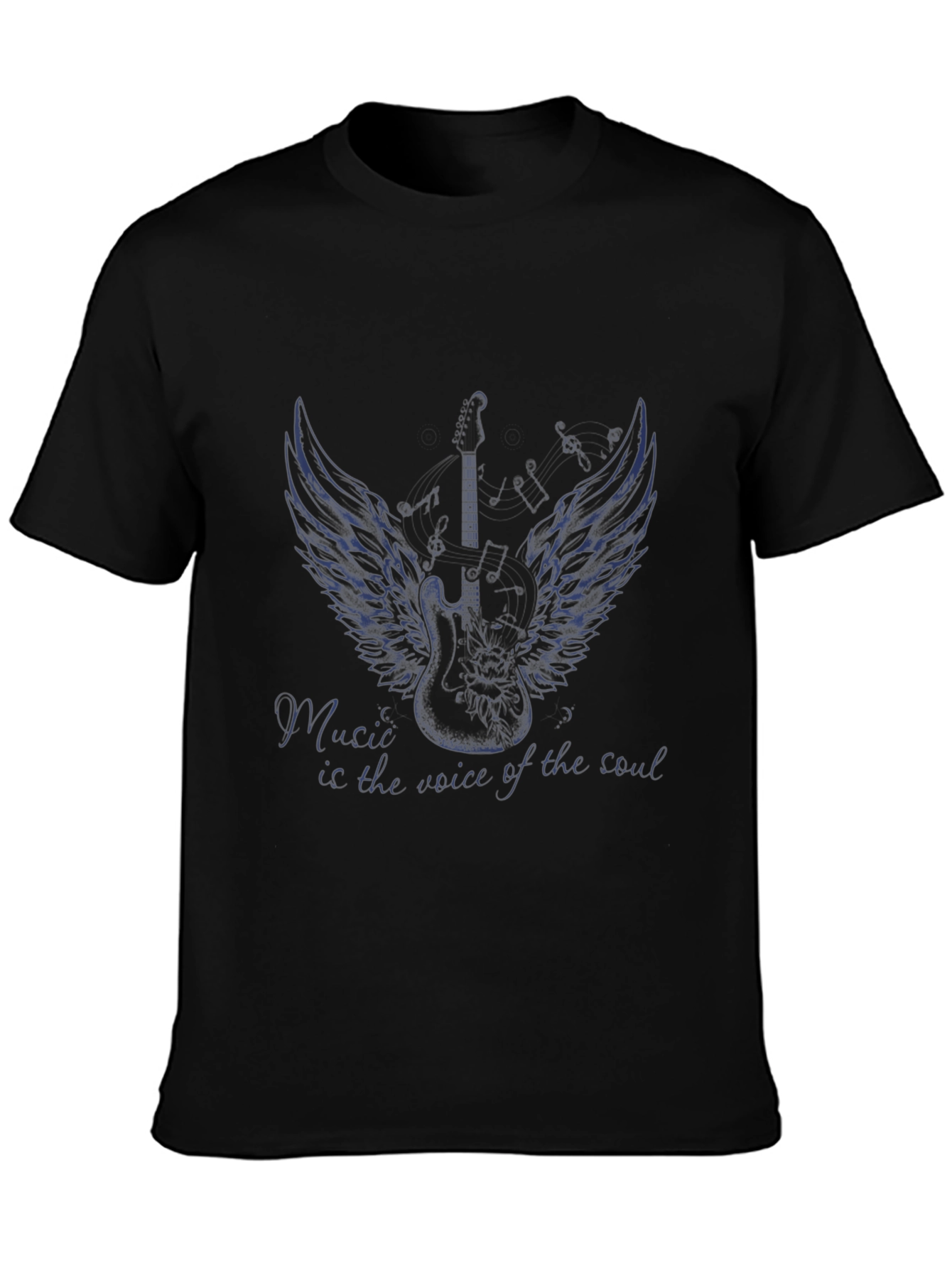 Music is the Voice T-Shirt - Guitar Wings