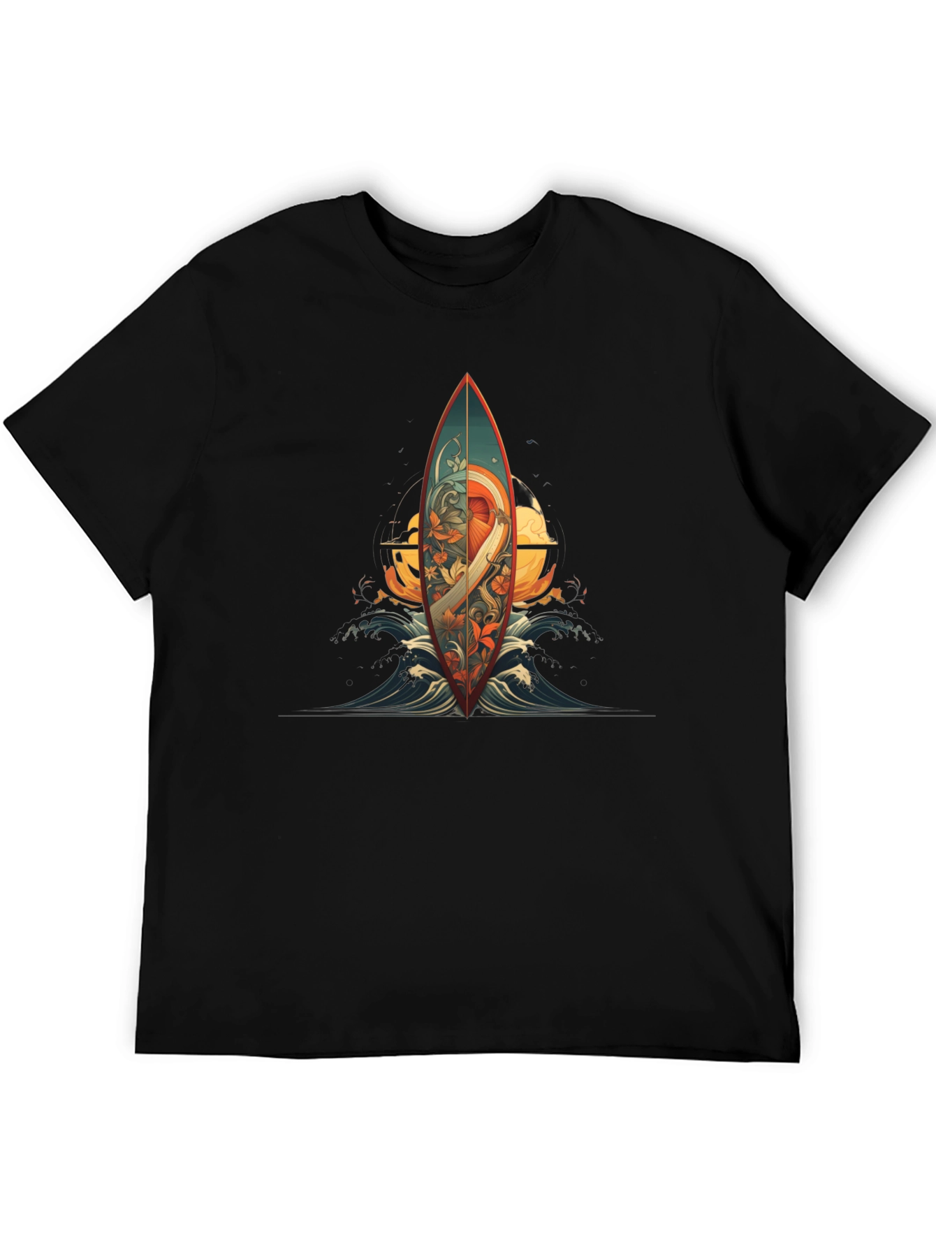 Surfboard Graphic Tee - Artistic Wave Design