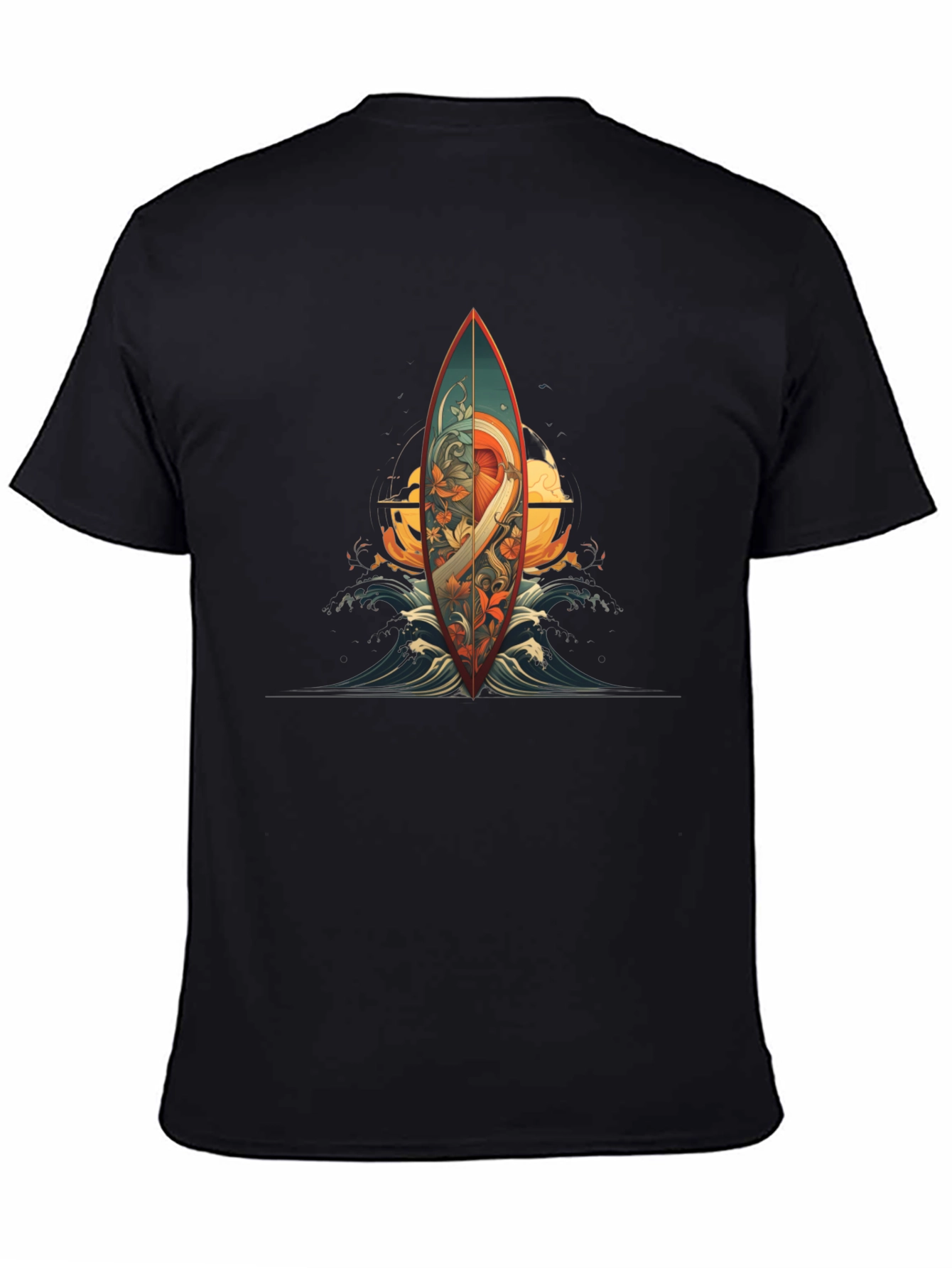 Surfboard Graphic Tee - Artistic Wave Design