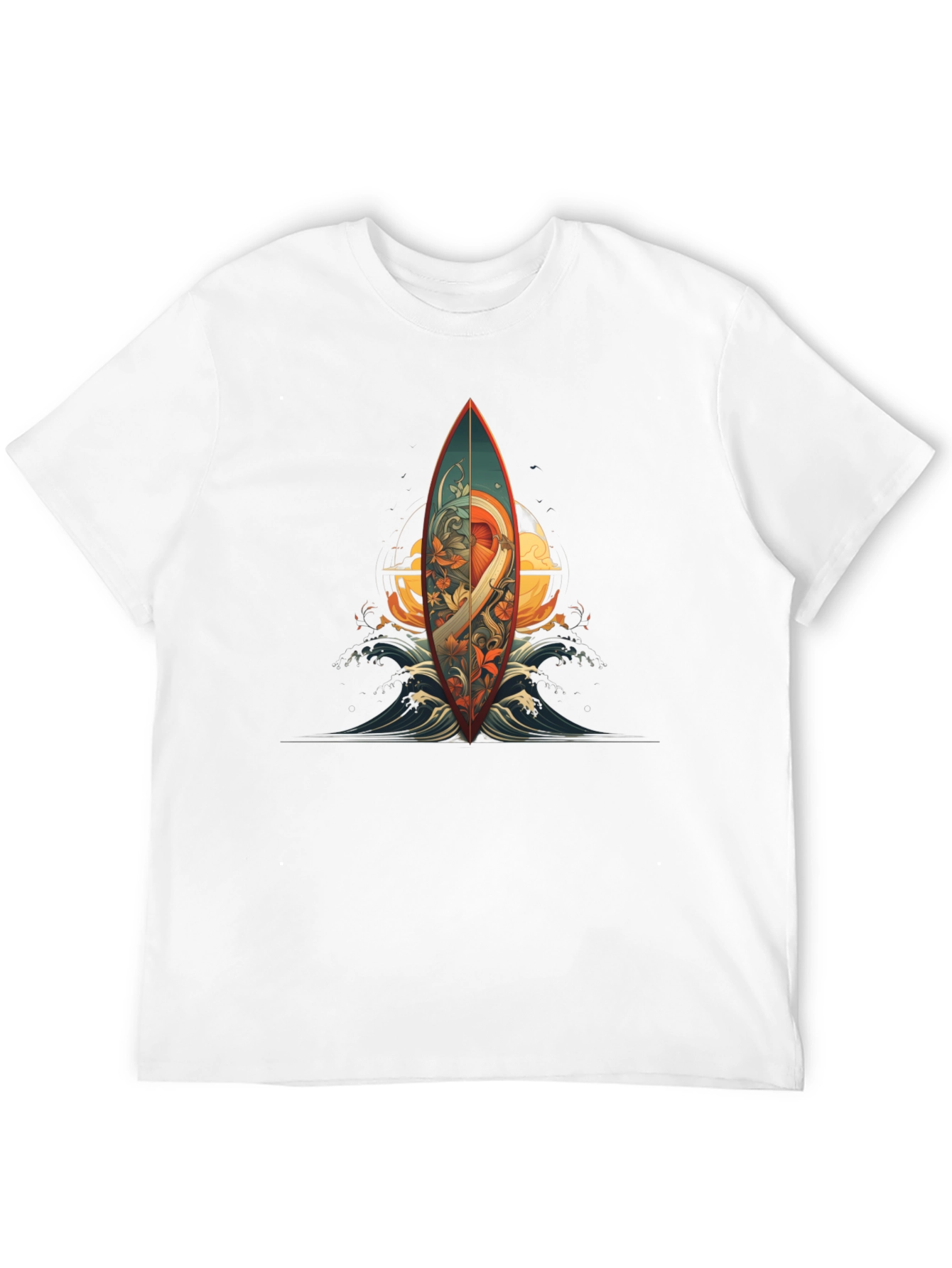 Surfboard Graphic Tee - Artistic Wave Design