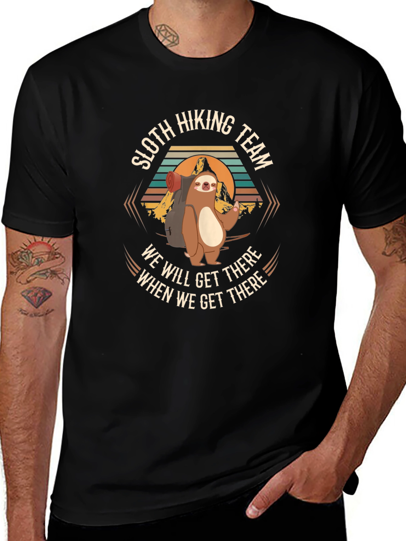 Sloth Hiking Team Graphic T-Shirt