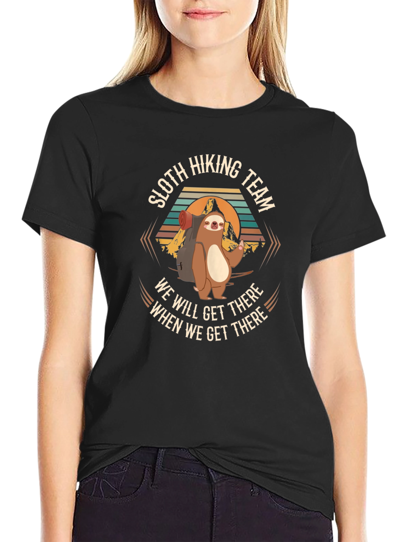 Sloth Hiking Team Graphic T-Shirt