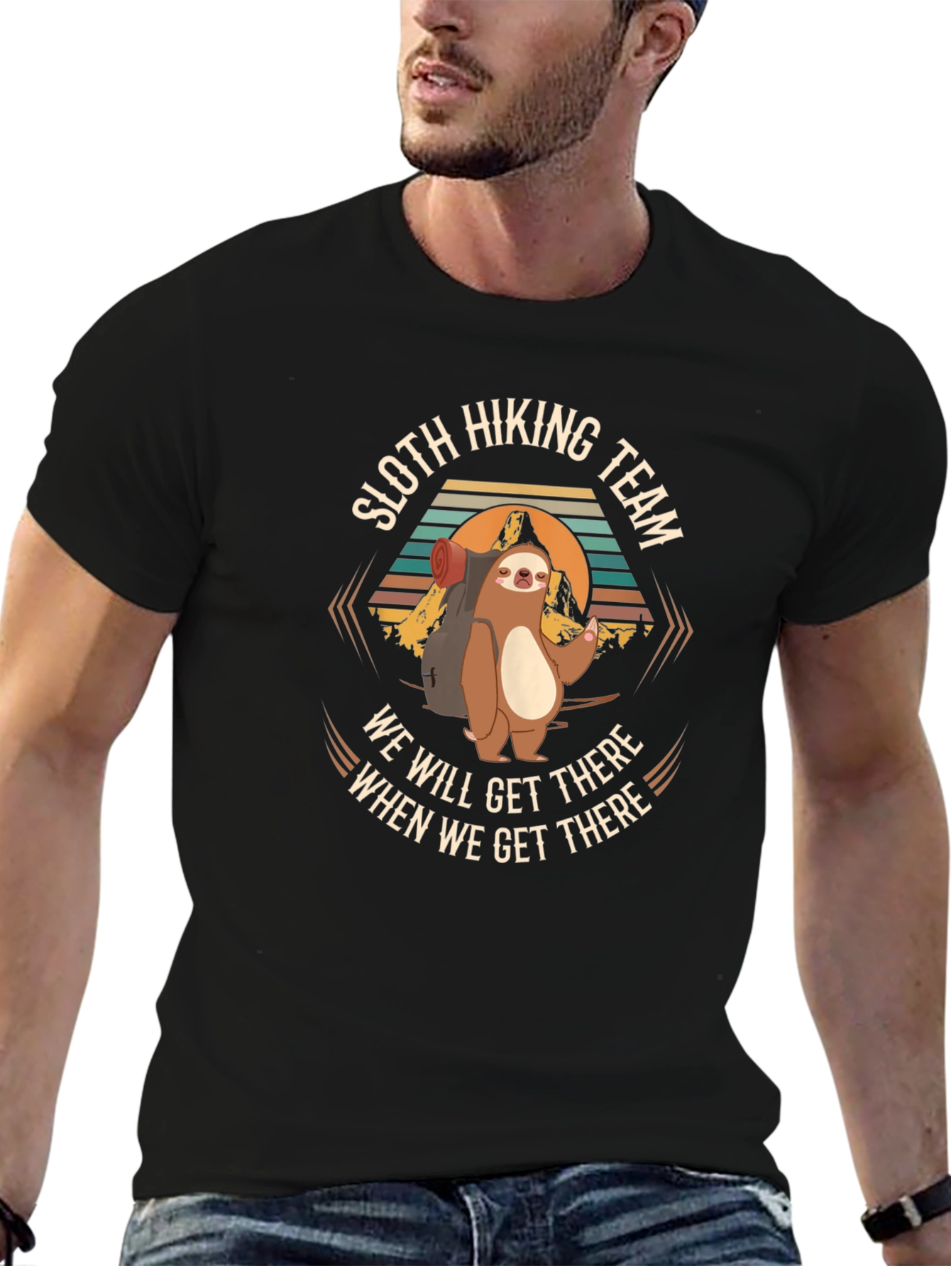 Sloth Hiking Team Graphic T-Shirt
