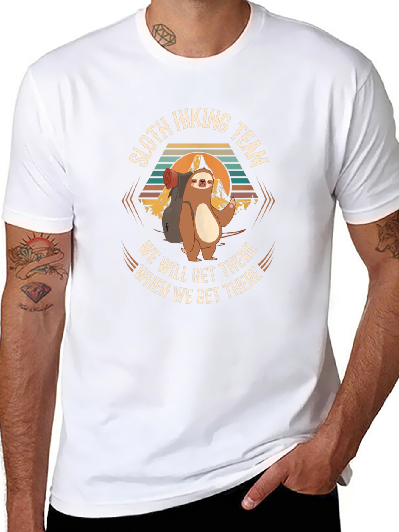 Sloth Hiking Team Graphic T-Shirt