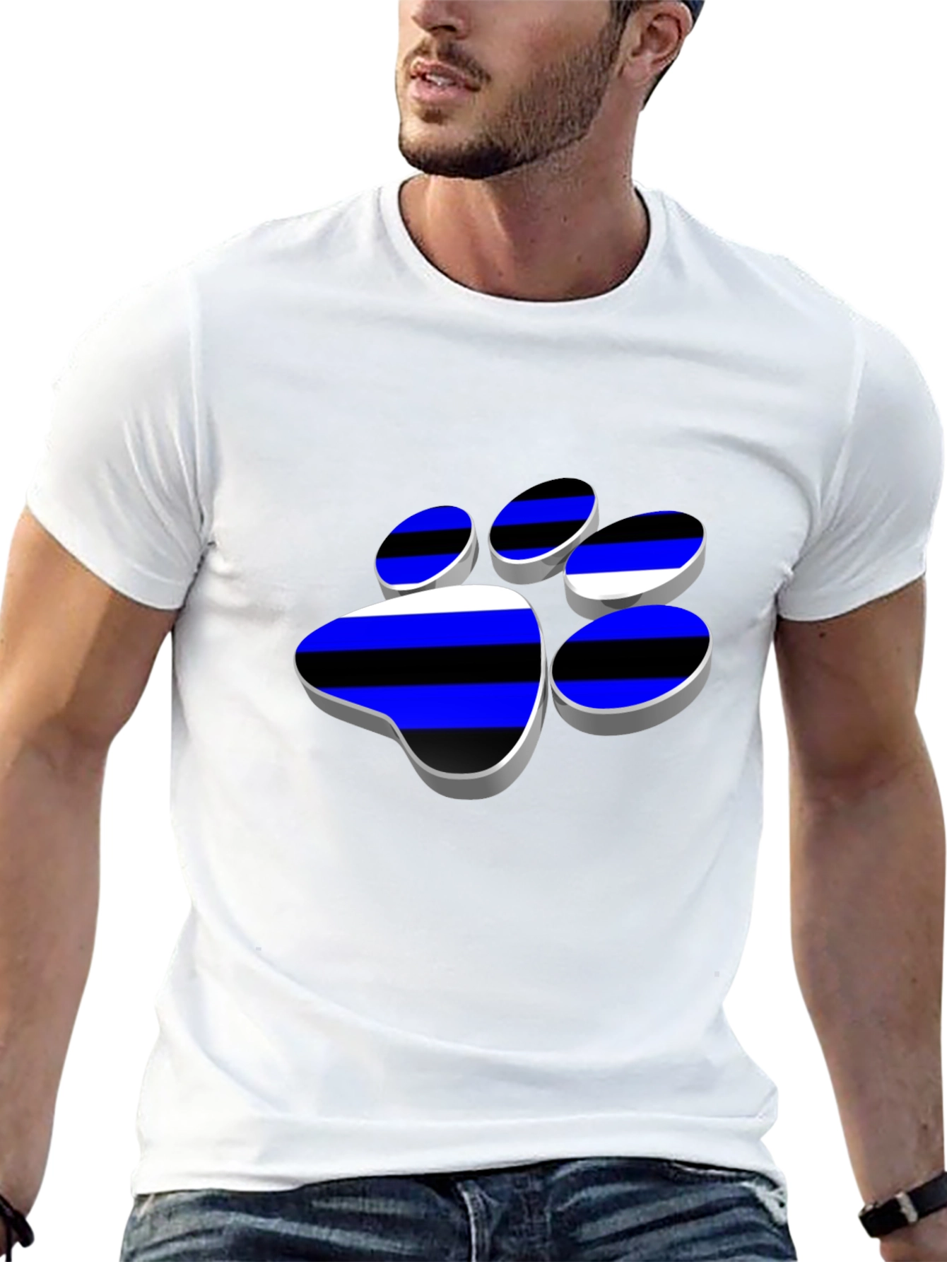 Cool Paw Print Graphic T-Shirt - Black