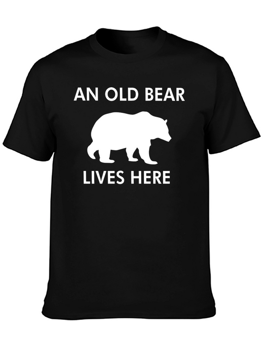 An Old Bear Lives Here T-Shirt - Black Graphic Tee