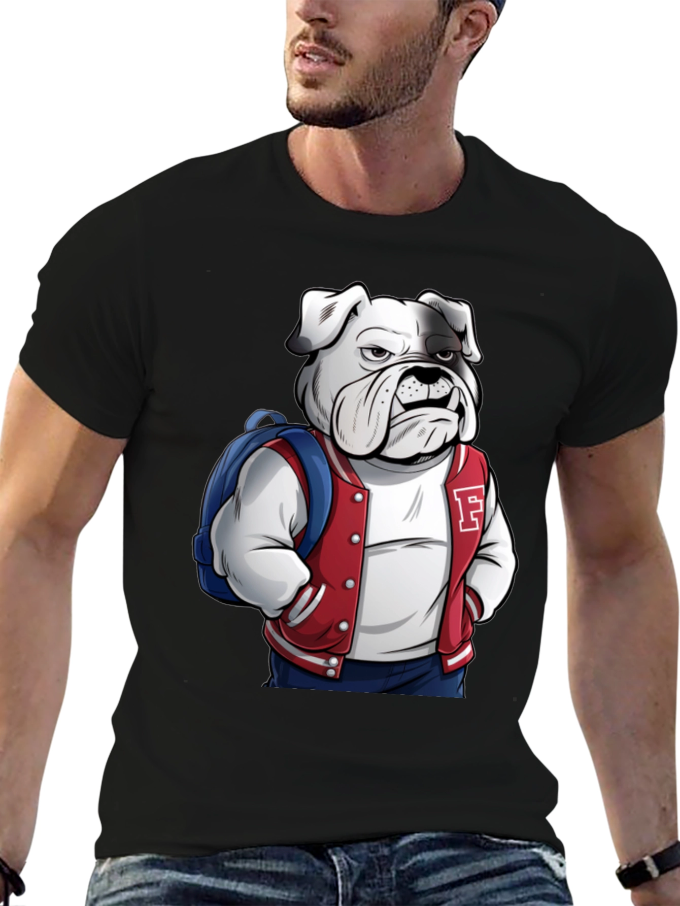 Bulldog Varsity Jacket Graphic Tee