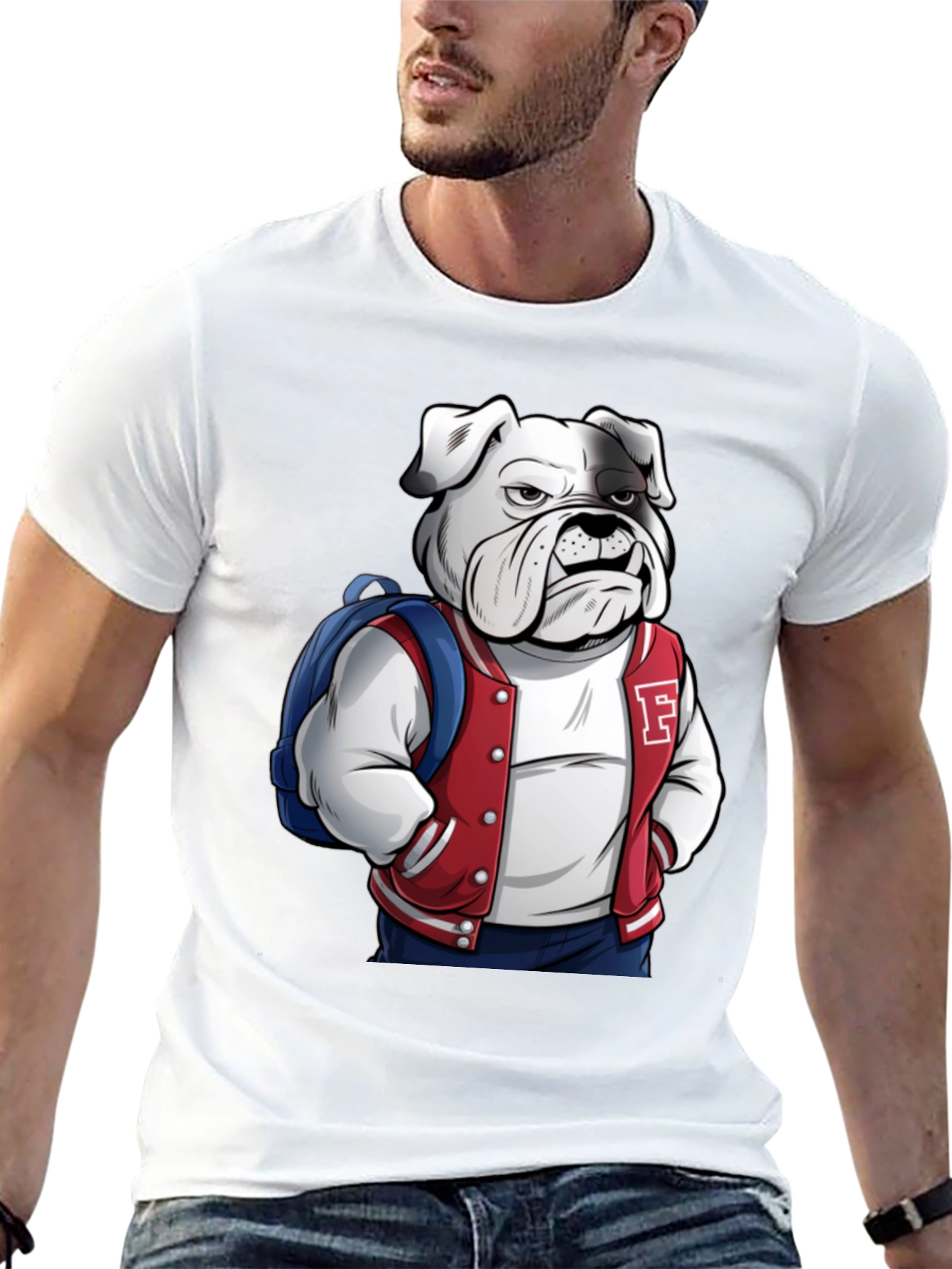 Bulldog Varsity Jacket Graphic Tee