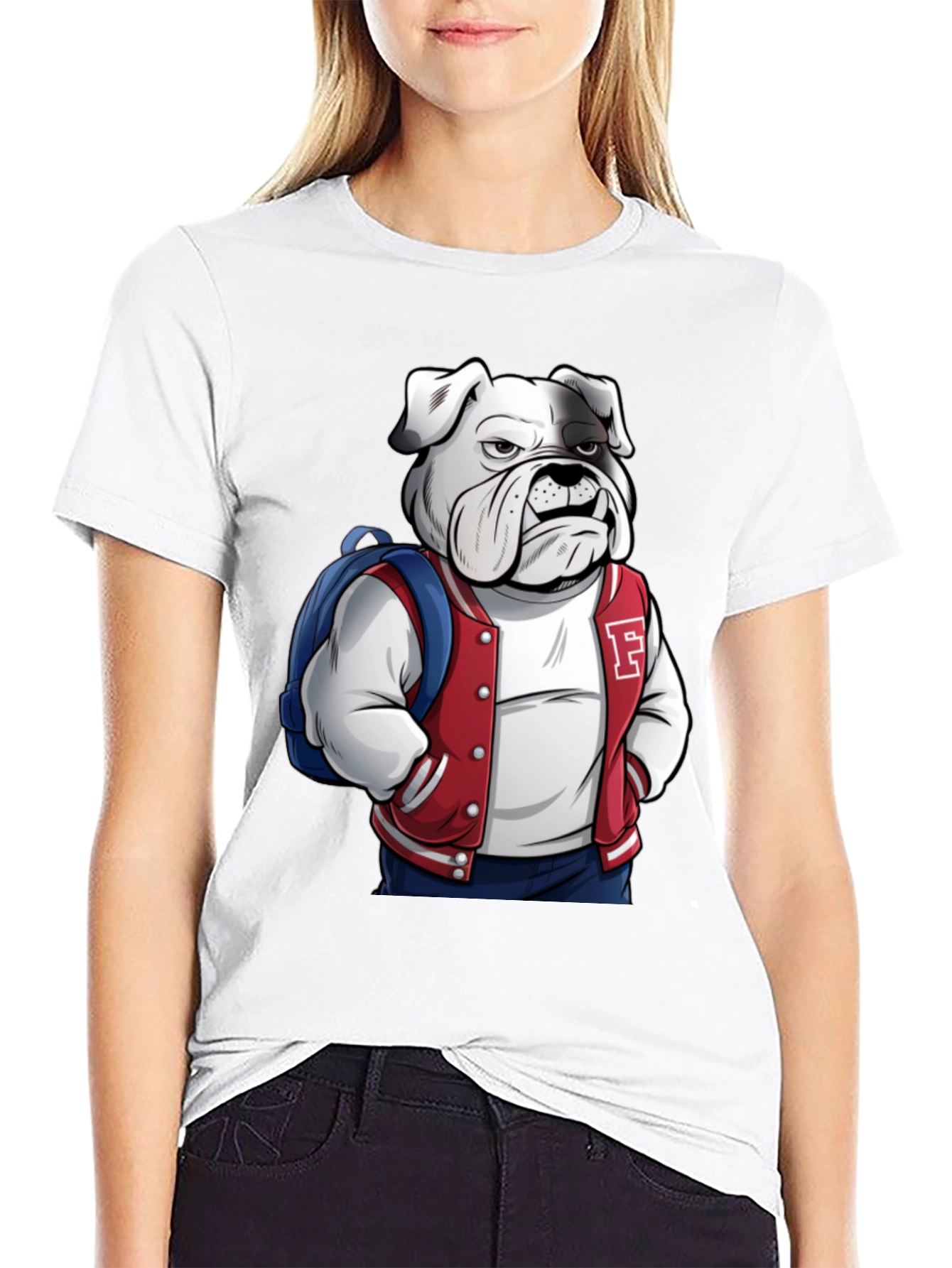 Bulldog Varsity Jacket Graphic Tee