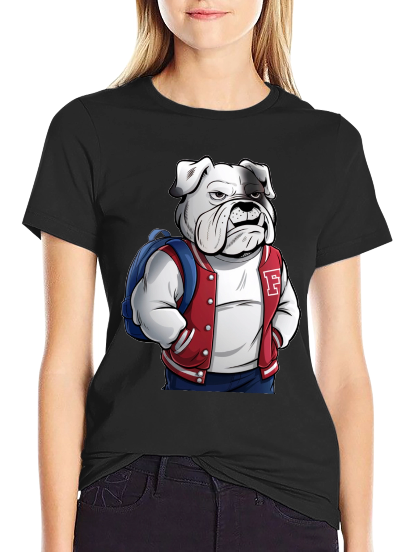 Bulldog Varsity Jacket Graphic Tee