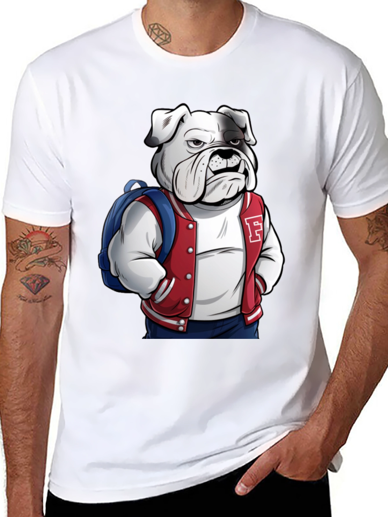 Bulldog Varsity Jacket Graphic Tee