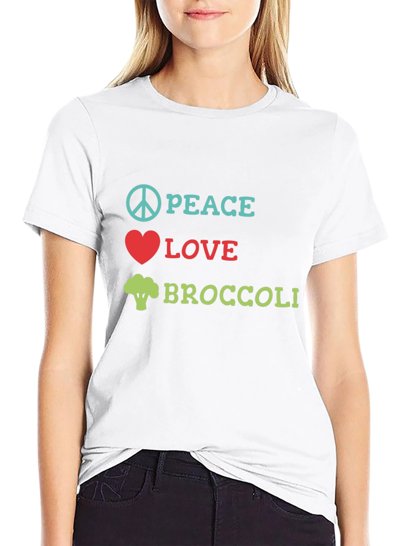 Peace Love Broccoli T-Shirt Funny Vegan Tee