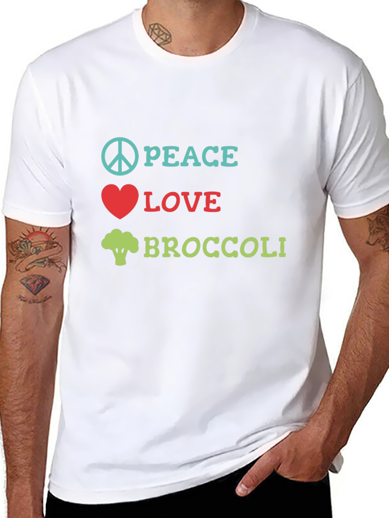 Peace Love Broccoli T-Shirt Funny Vegan Tee