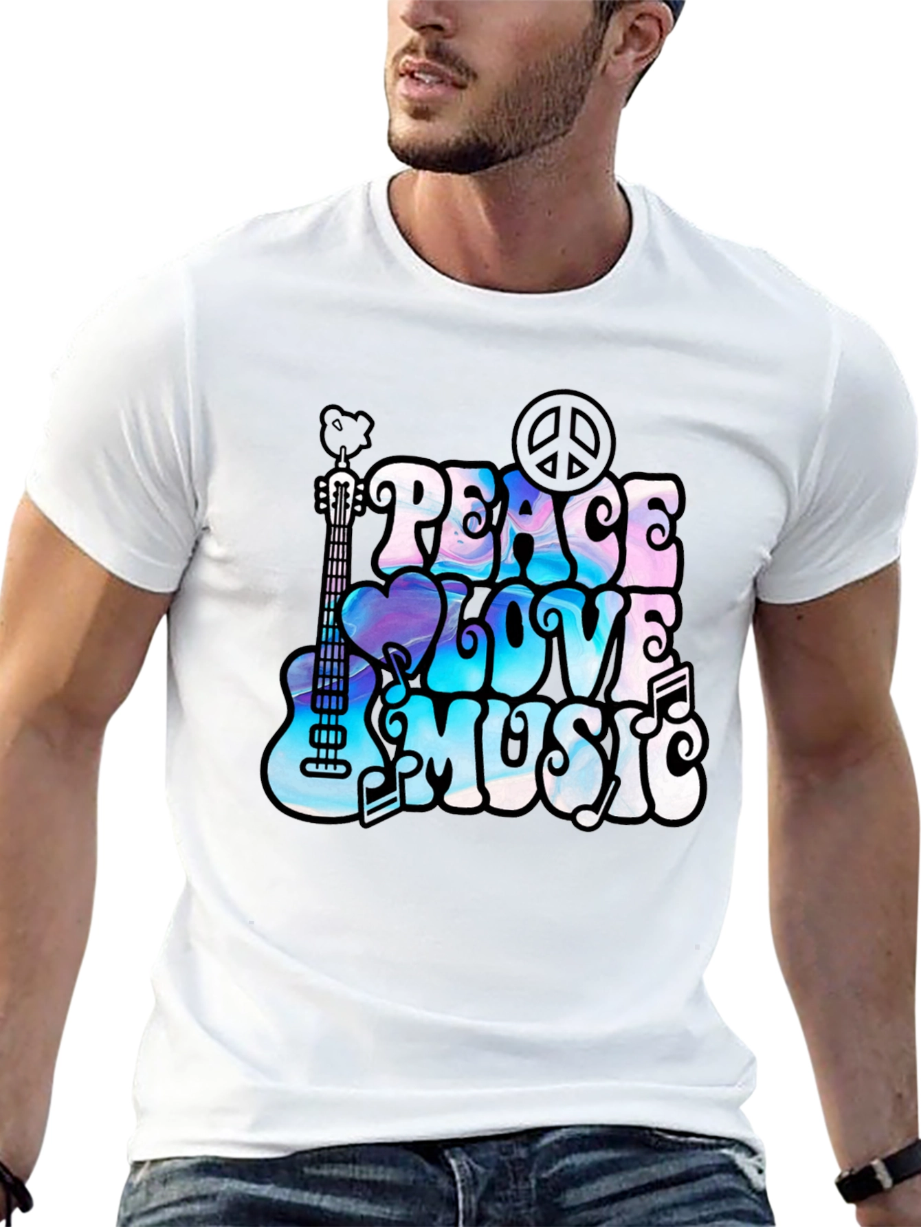 Peace Love Music Graphic T-Shirt