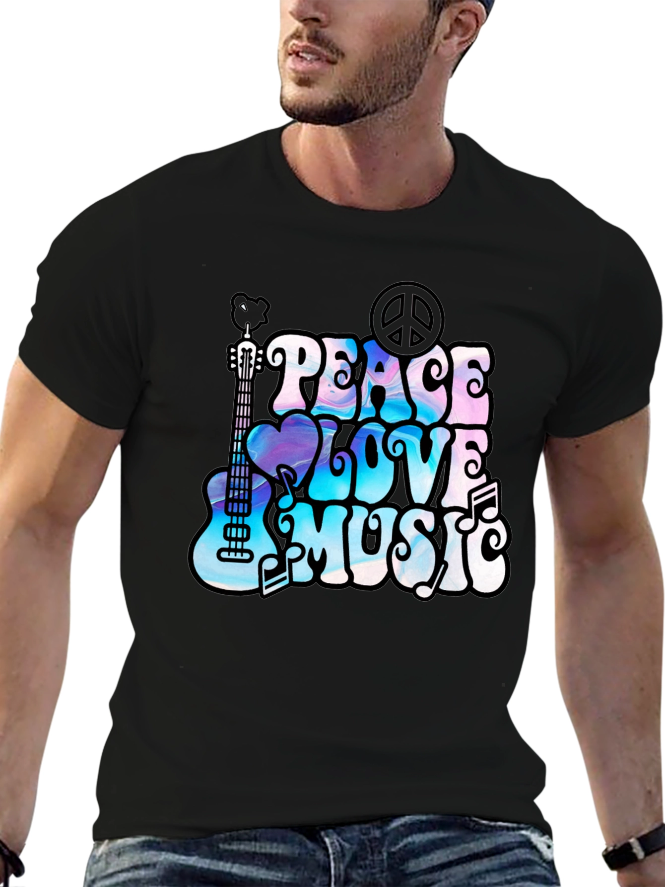Peace Love Music Graphic T-Shirt