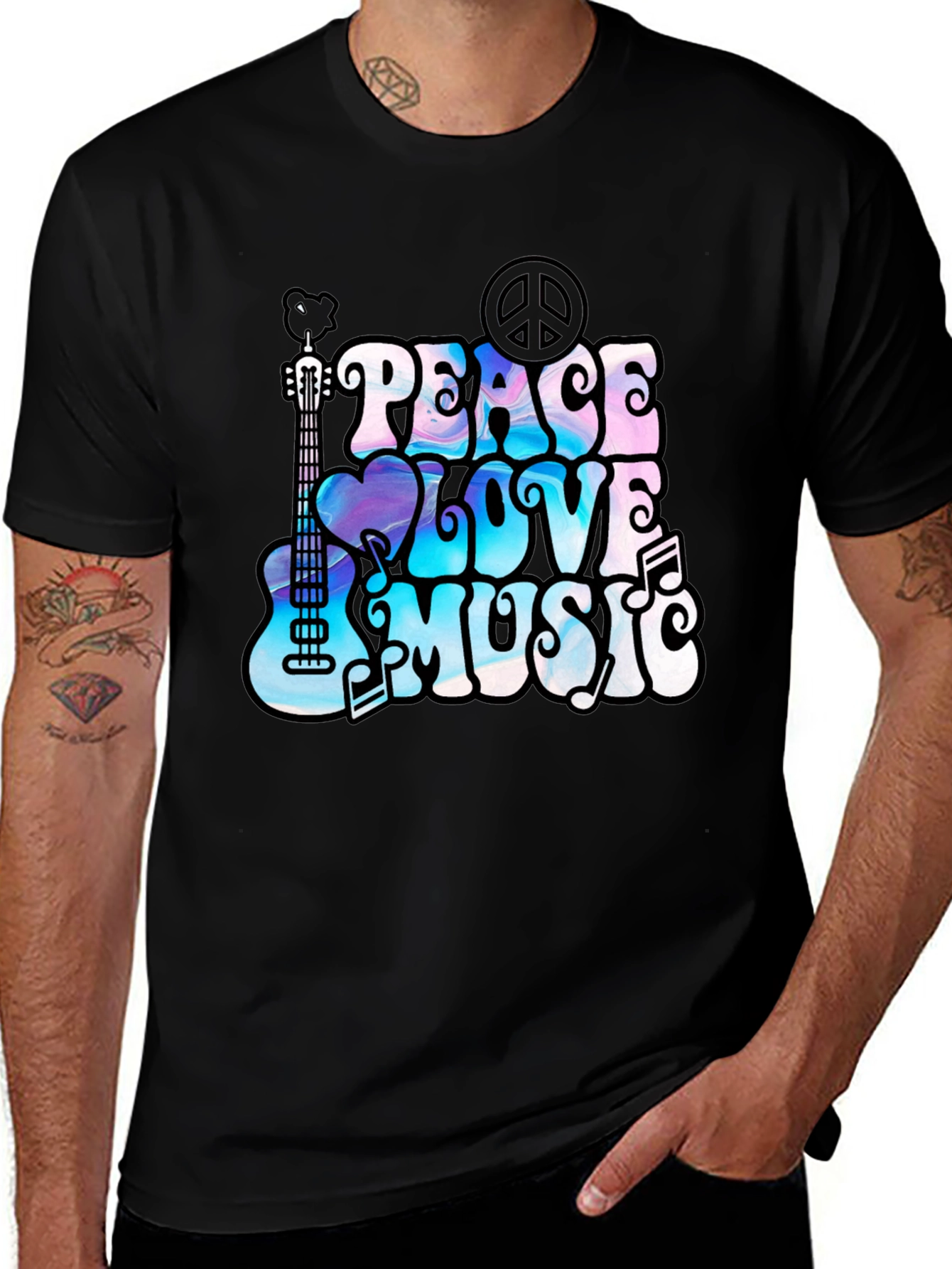 Peace Love Music Graphic T-Shirt