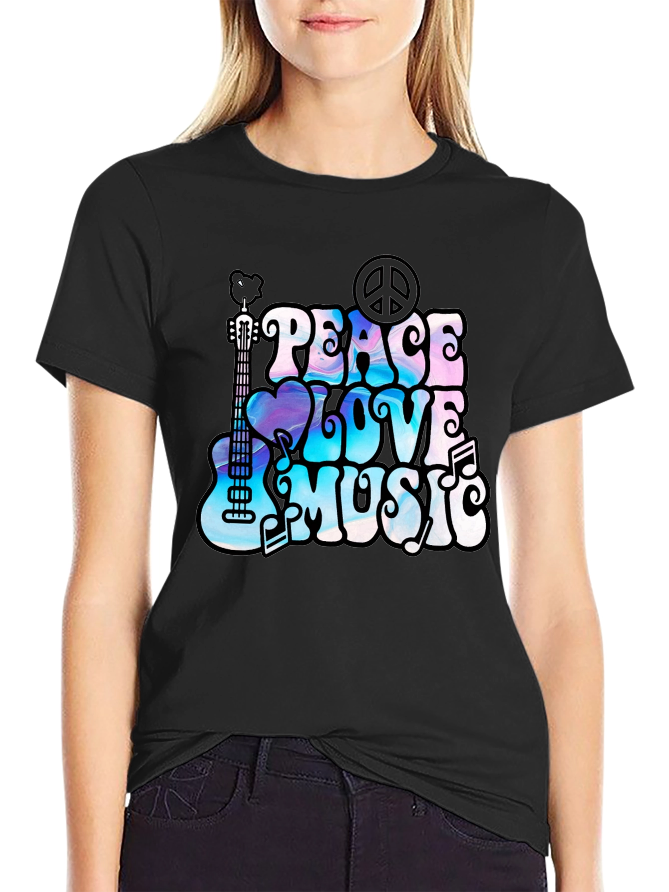 Peace Love Music Graphic T-Shirt