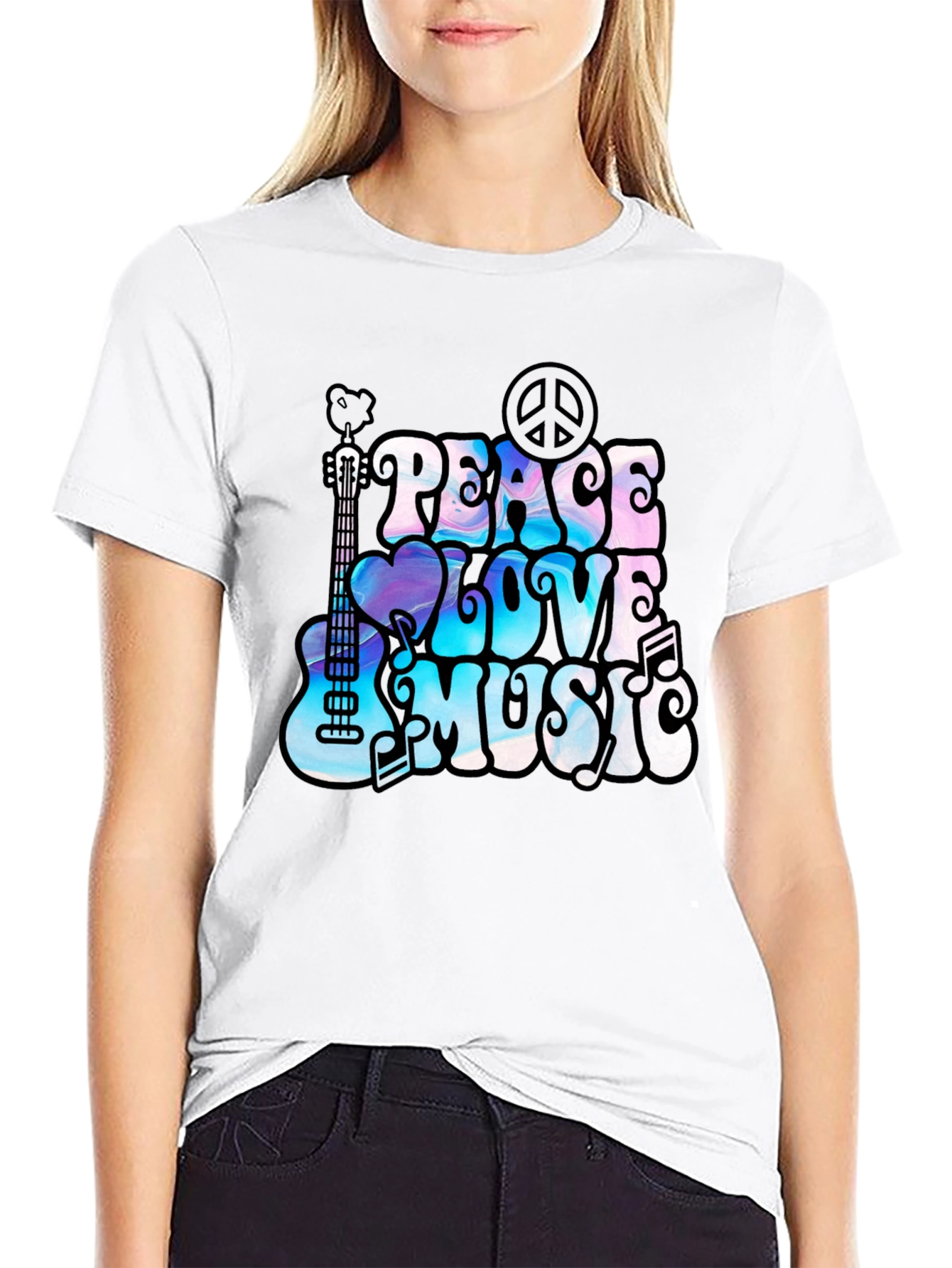 Peace Love Music Graphic T-Shirt