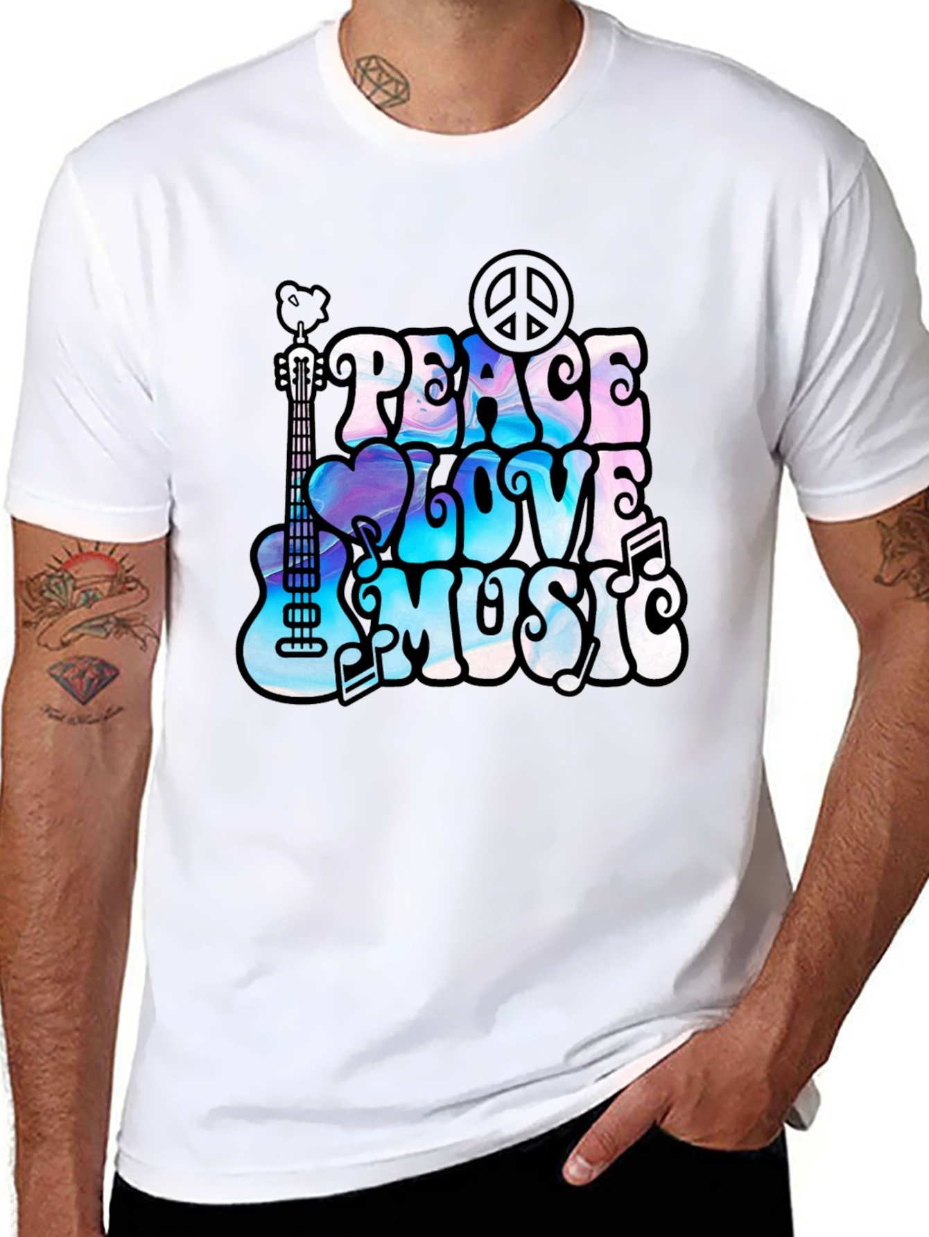 Peace Love Music Graphic T-Shirt