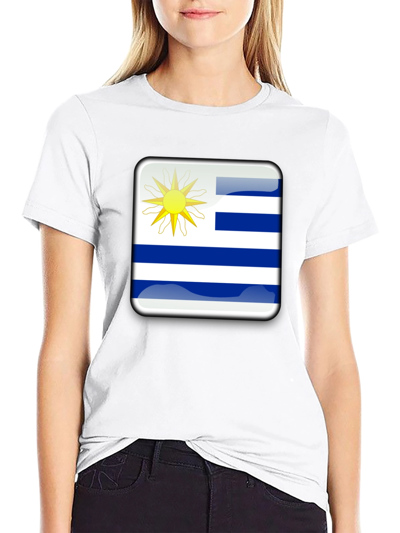 Uruguay Flag Graphic T-Shirt - Black Cotton Tee