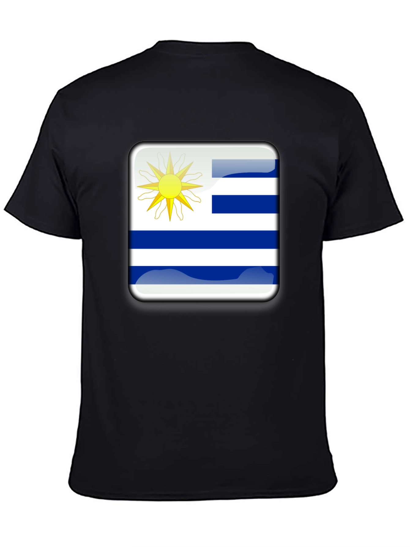 Uruguay Flag Graphic T-Shirt - Black Cotton Tee