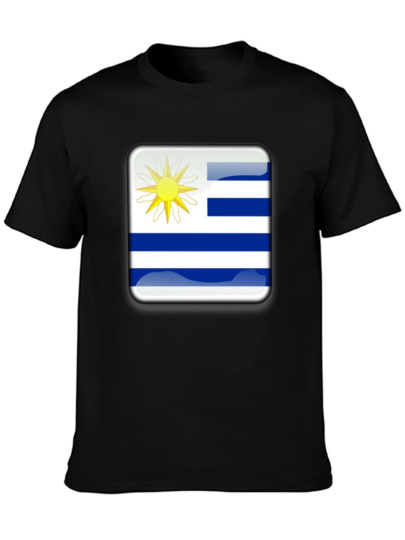 Uruguay Flag Graphic T-Shirt - Black Cotton Tee