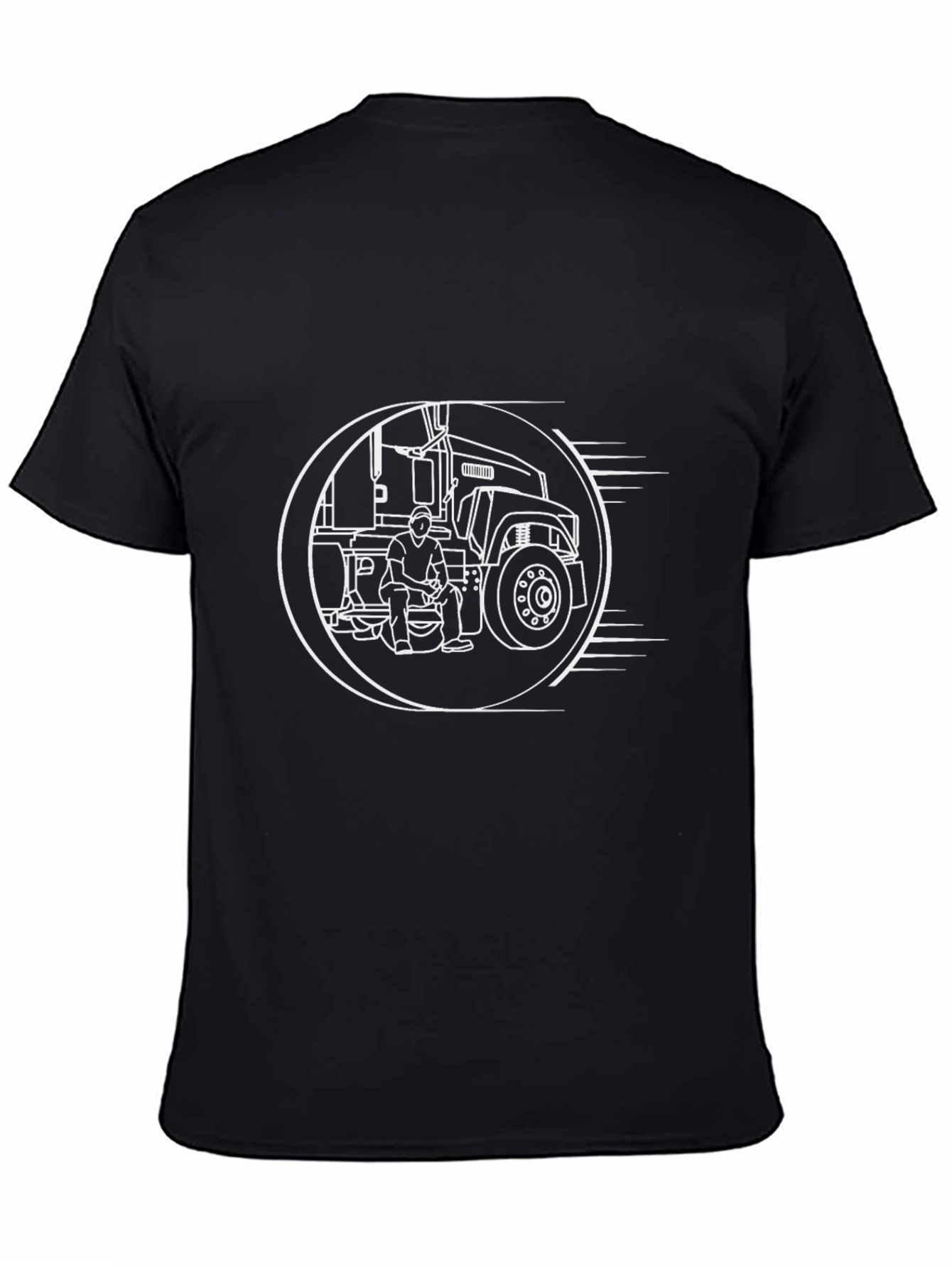 Trucker T-Shirt - Classic Black Tee with Truck Graphic