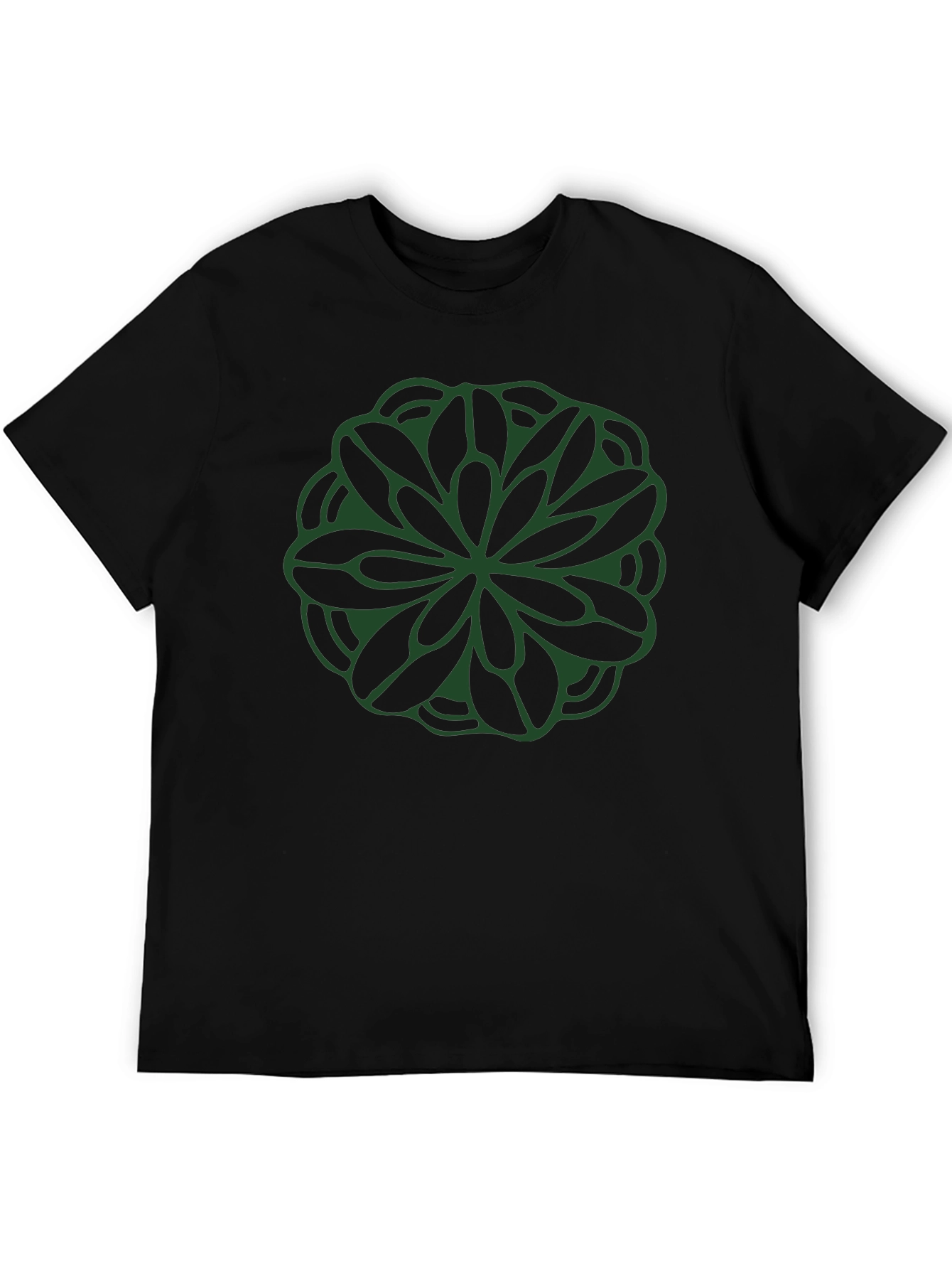 Green Mandala Graphic Black T-Shirt