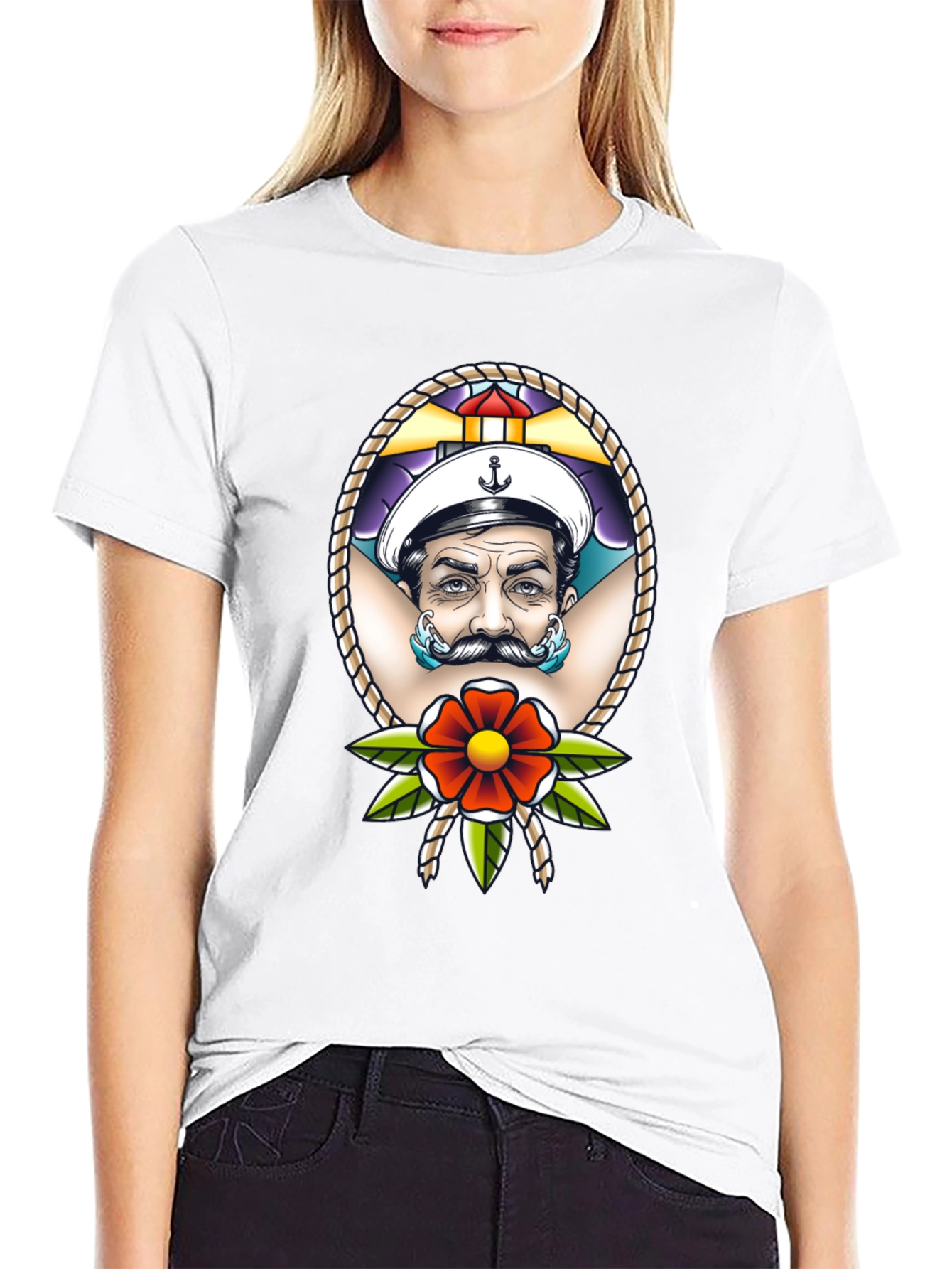 Sailor Tattoo Graphic T-Shirt - Black