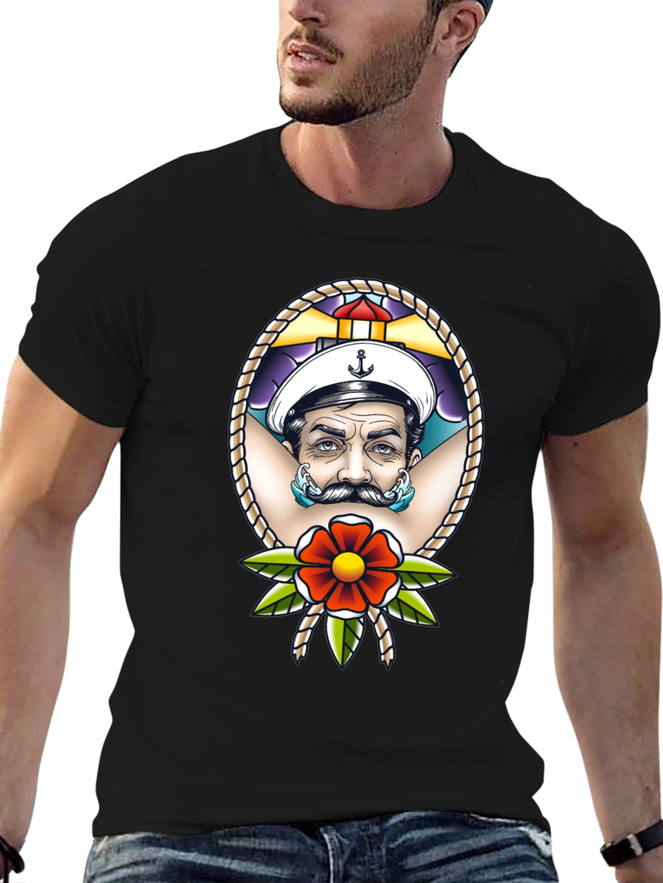 Sailor Tattoo Graphic T-Shirt - Black