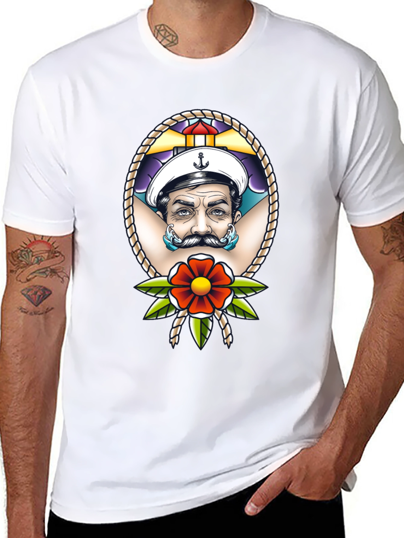 Sailor Tattoo Graphic T-Shirt - Black