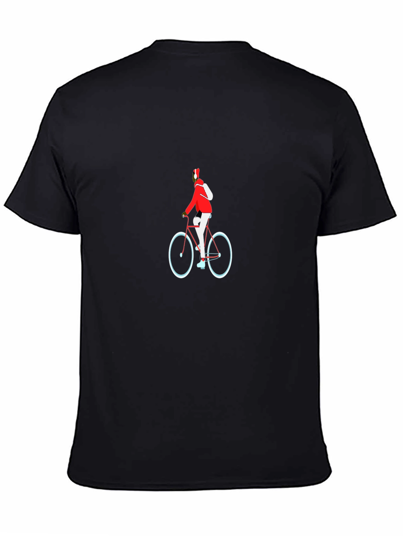 Black T-Shirt with Cyclist Graphic