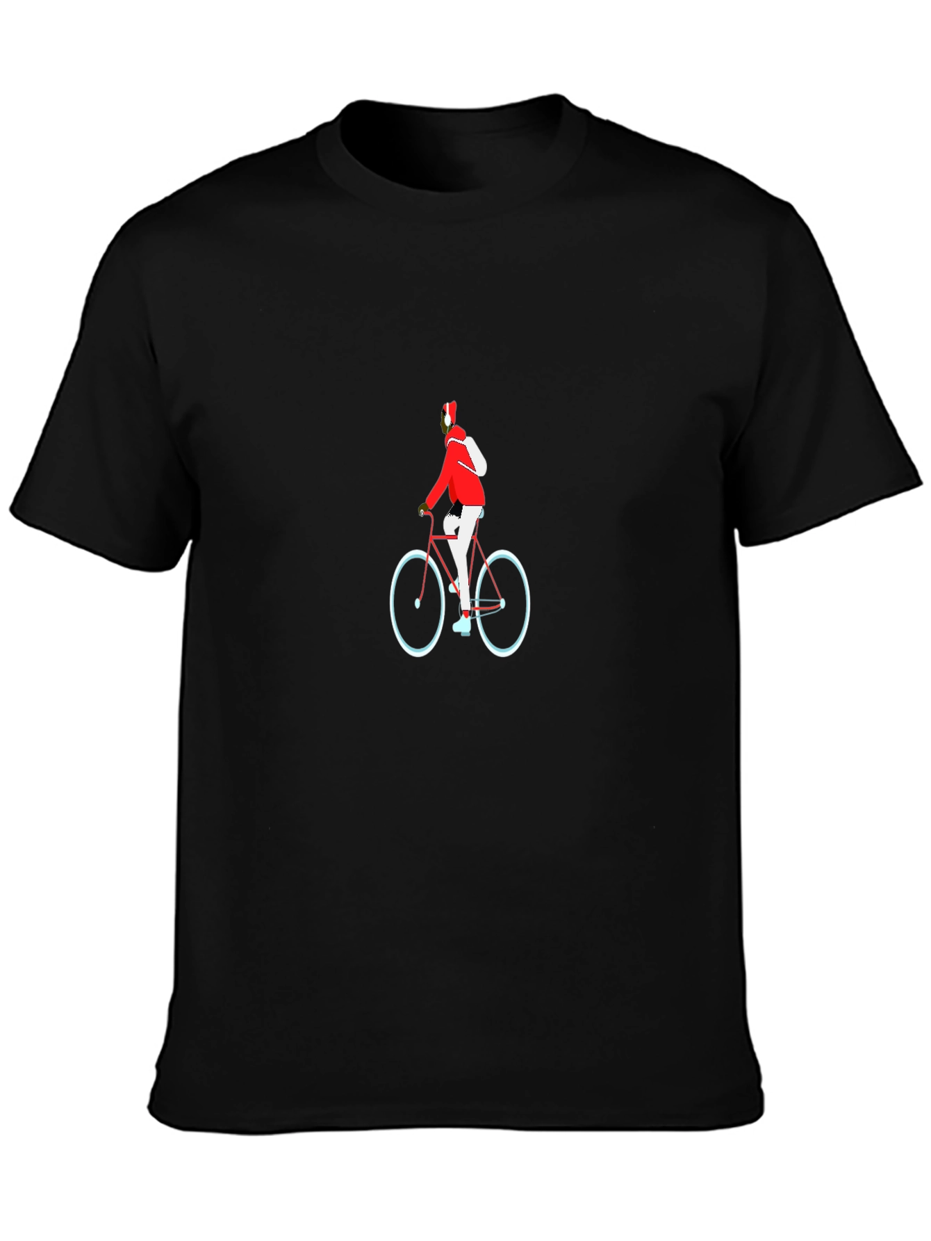 Black T-Shirt with Cyclist Graphic