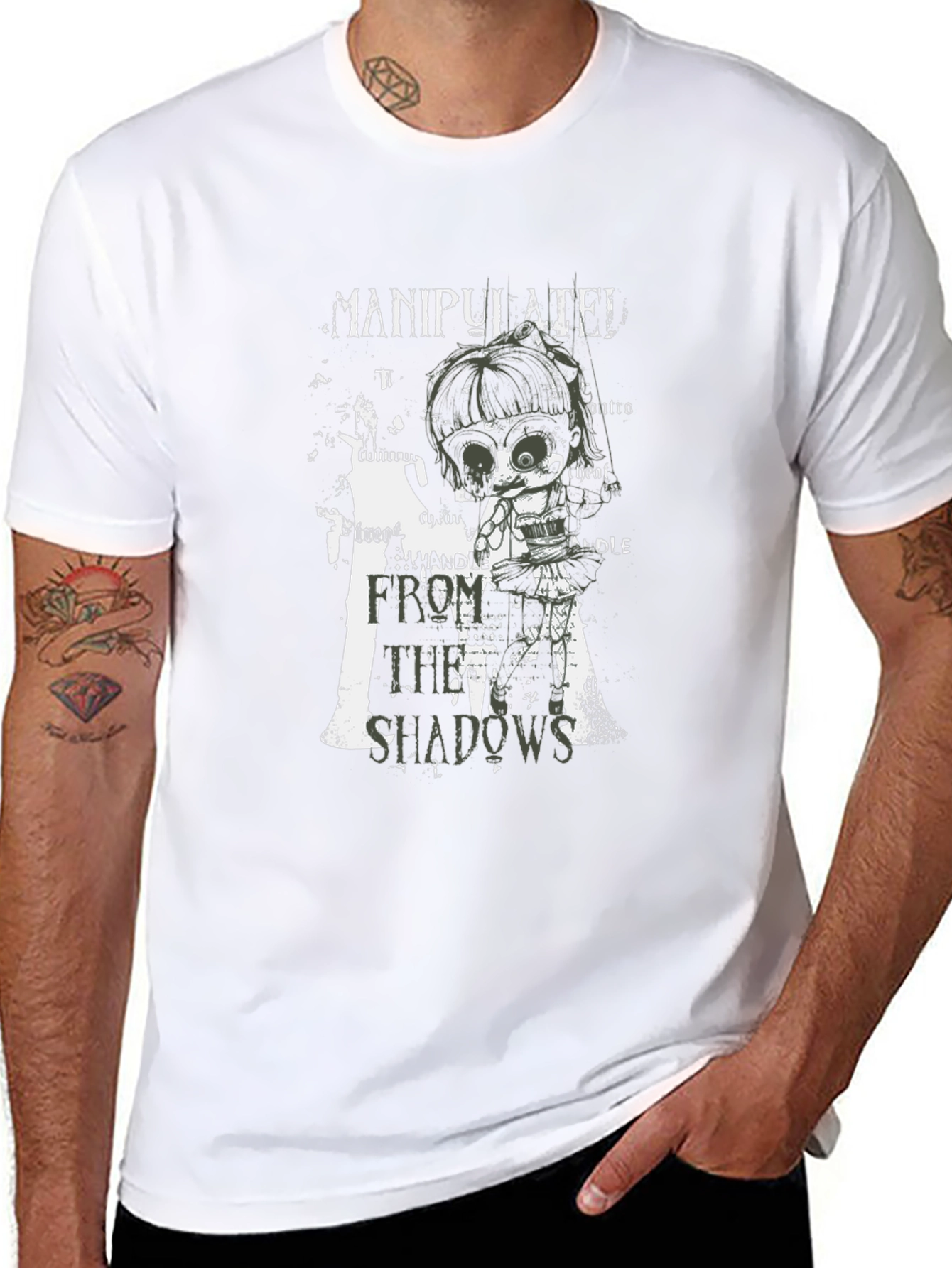 Manipulated Shadows Black Graphic T-Shirt
