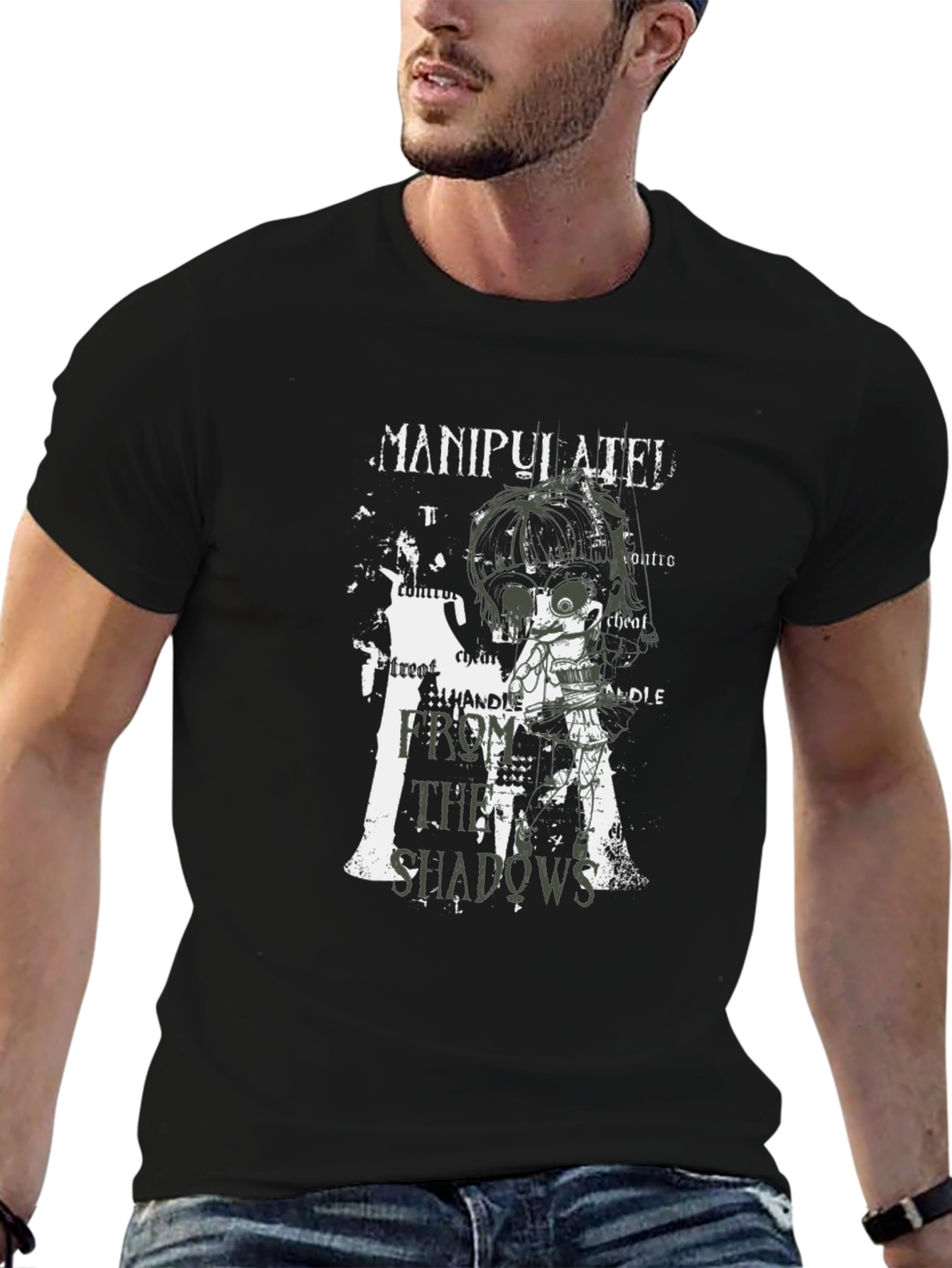 Manipulated Shadows Black Graphic T-Shirt