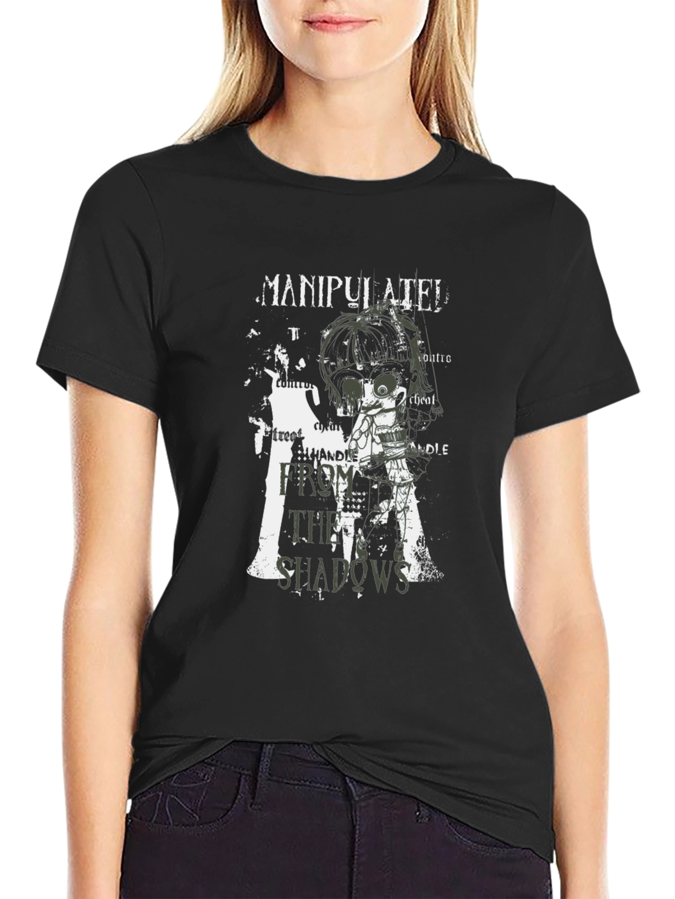 Manipulated Shadows Black Graphic T-Shirt