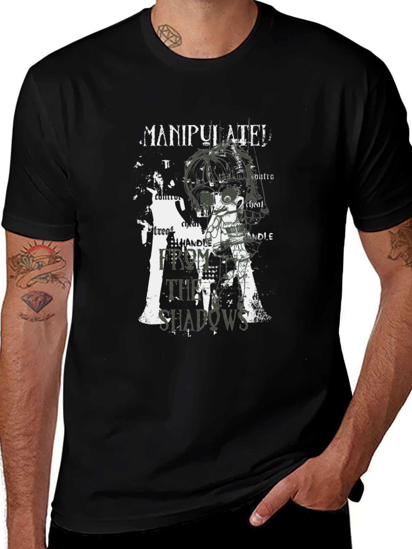 Manipulated Shadows Black Graphic T-Shirt