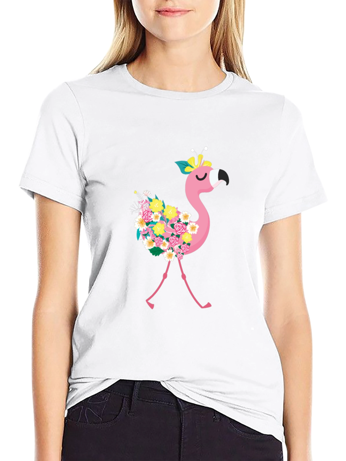 Floral Flamingo Graphic Tee - Fun & Stylish!