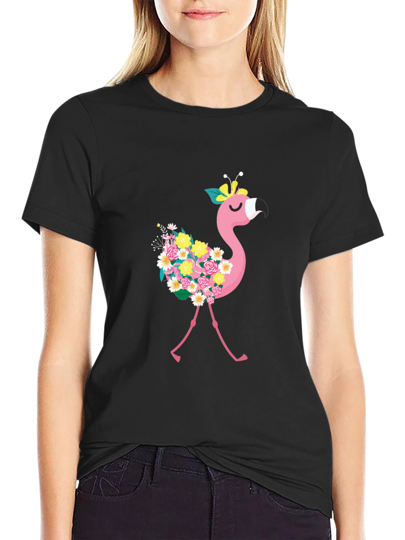 Floral Flamingo Graphic Tee - Fun & Stylish!